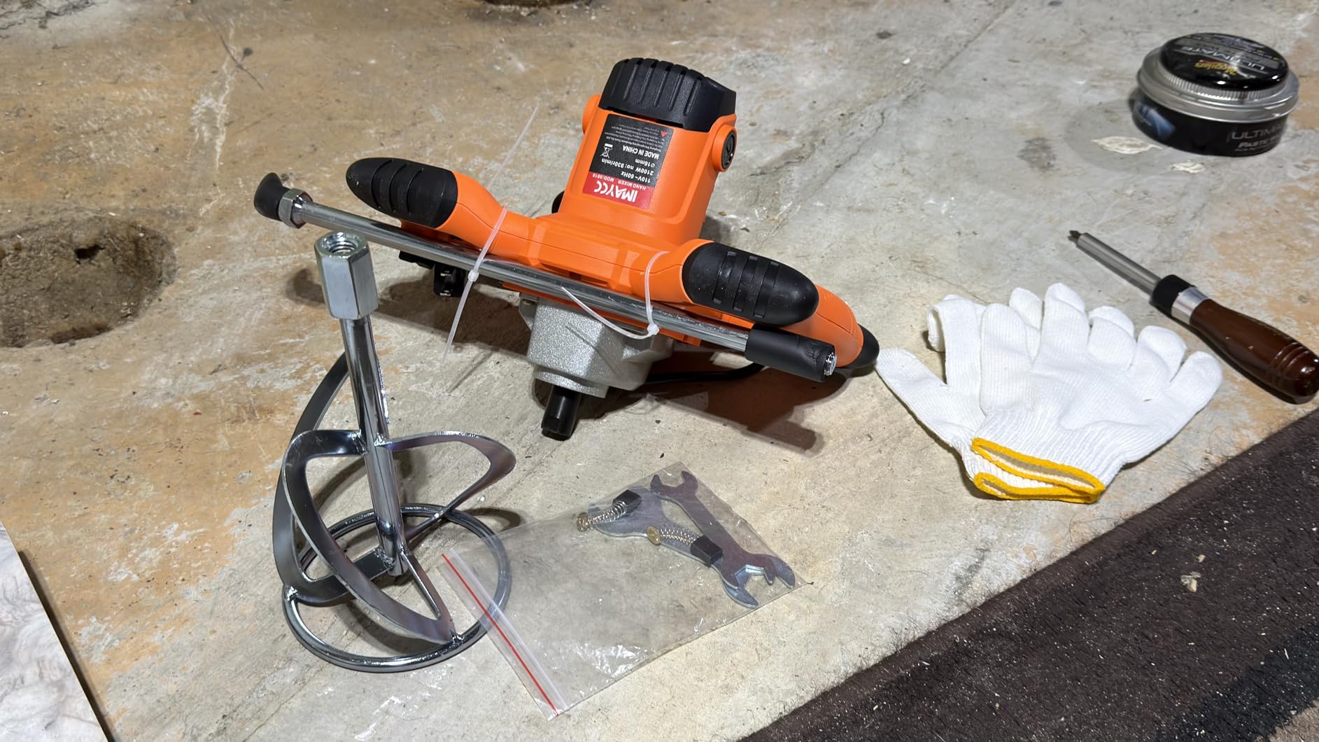 IMAYCC Cement Mixer, 2100W Electric Concrete Mixer with 6 Speed, 110V Handheld Mud Mixer for Mortar, Paint, Grout, Plaster, Thinset, Fodder Stirring Tool customer photo 2