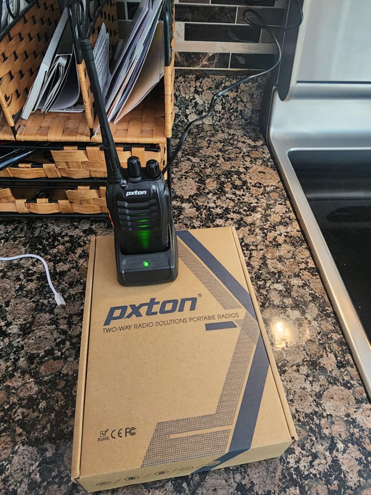 pxton Walkie Talkies Long Range for Adults with Earpieces,16 Channel Walky Talky Rechargeable Handheld Two Way Radios with Flashlight Li-ion Battery and Charger(4 Pack) customer photo 1
