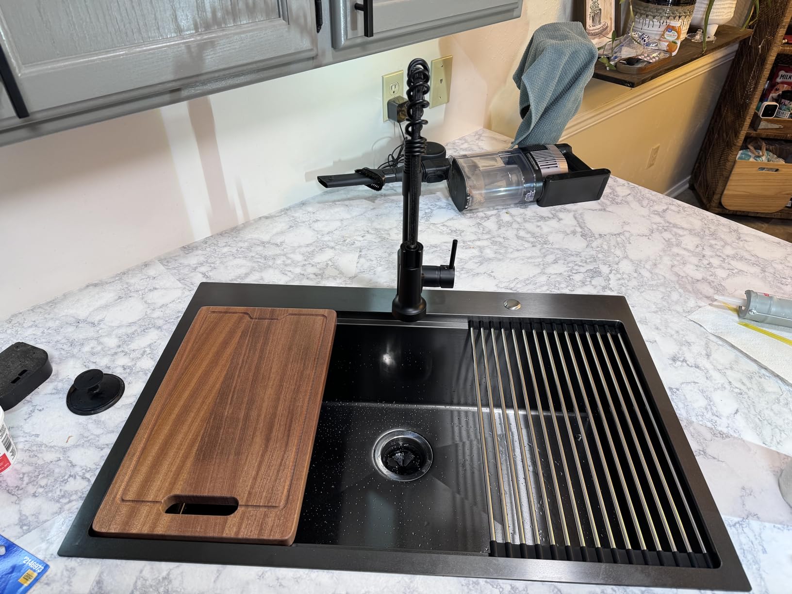 33 Inch Black Drop In Kitchen Sink - VOKIM 33x22Inch Top Mount Sink | Workstation Stainless Steel Drop In Sink 16 Gauge Single Bowl 10'' Deep Handmade Kitchen sink with Cutting Board& Strainer customer photo 1