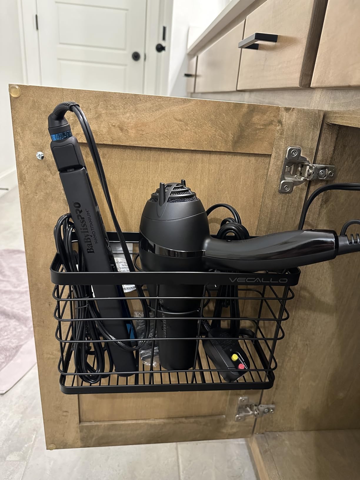 Hair Dryer Holder - Hair Tool Organizer Wall Mount/Adhesive 3 in 1 Black customer photo 1