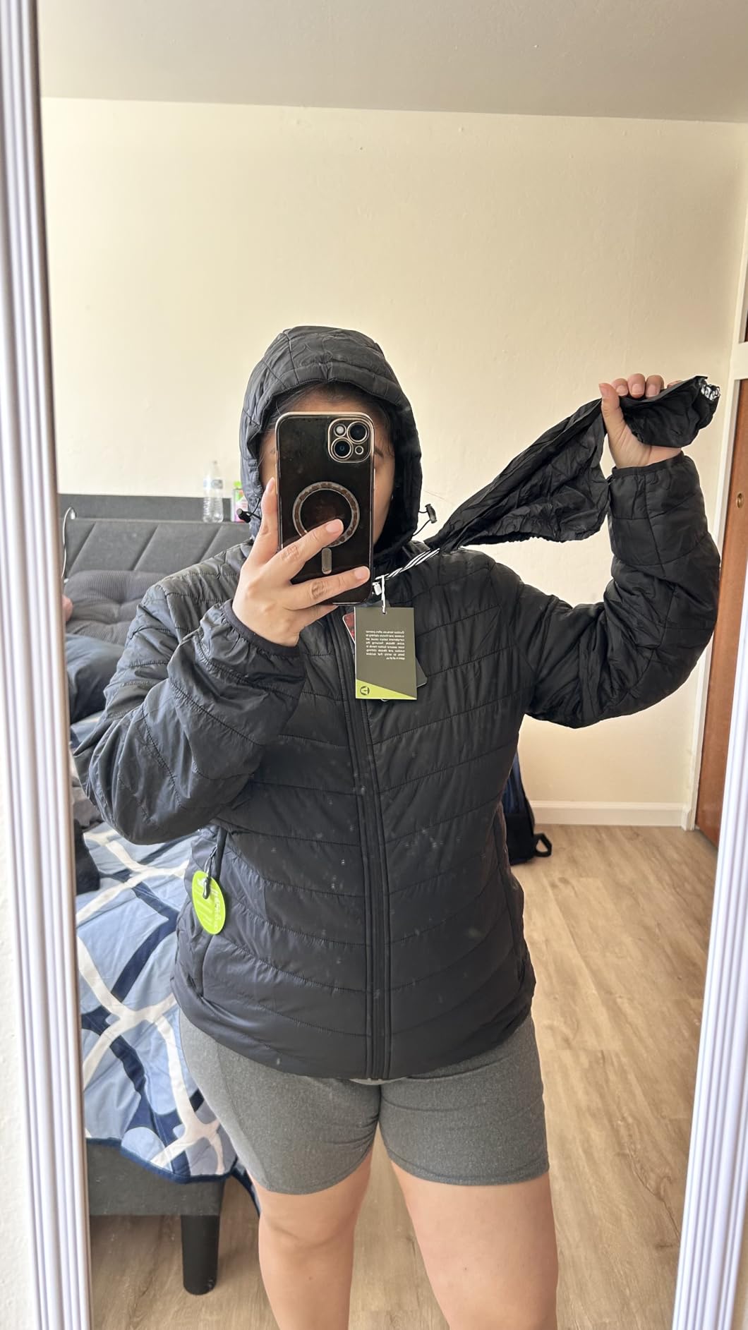 Women's Packable Lightweight Full-Zip Puffer Jacket with Hood Quilted Winter Coat customer photo 2
