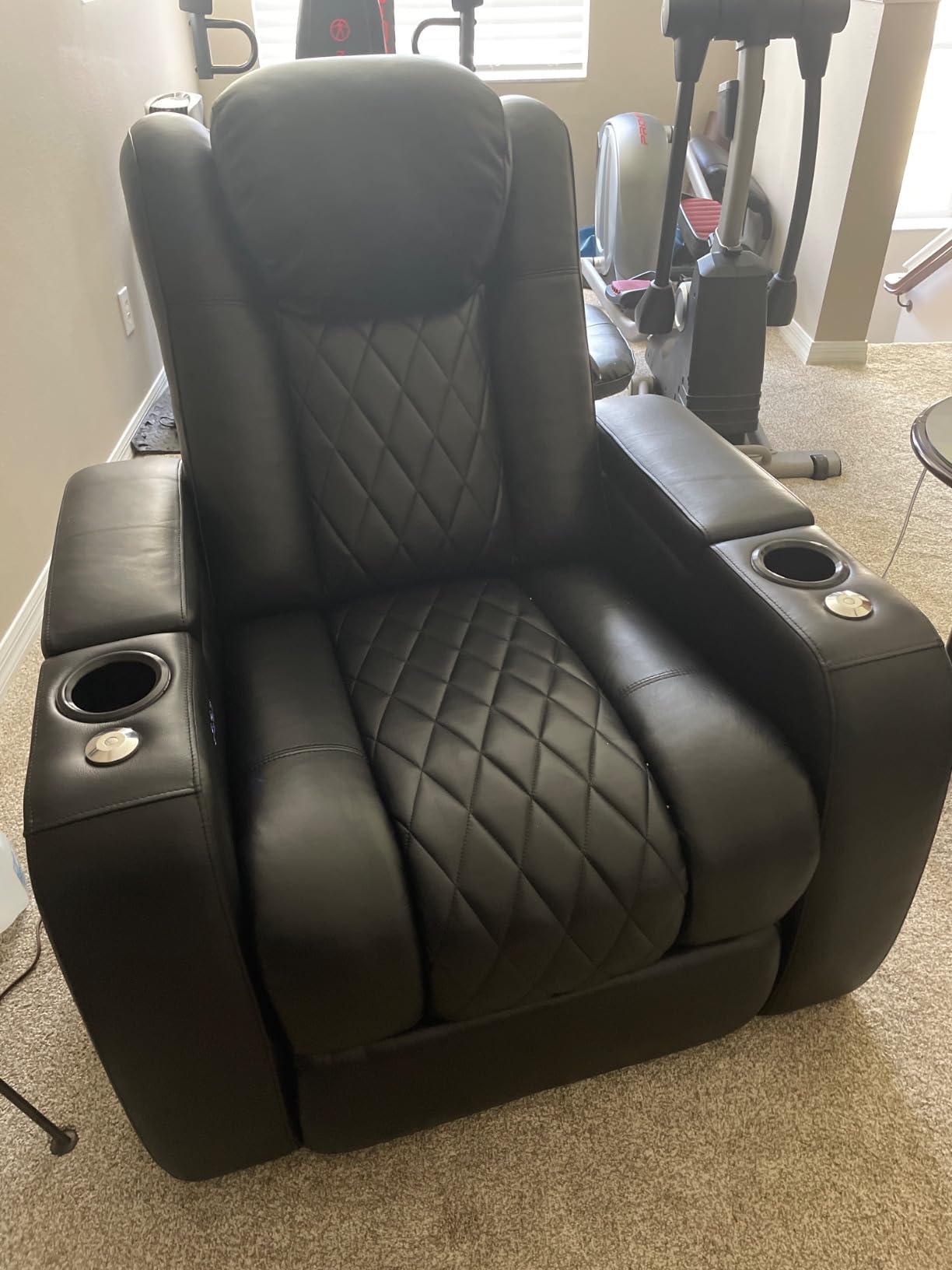 Valencia Tuscany Home Theater Seat - Nappa Leather Power Recliner with Cool Gel Memory Foam, USB-C/A Charging, RGB LED Lights, Adjustable Lumbar & Headrest (Single Recliner,Black) customer photo 2