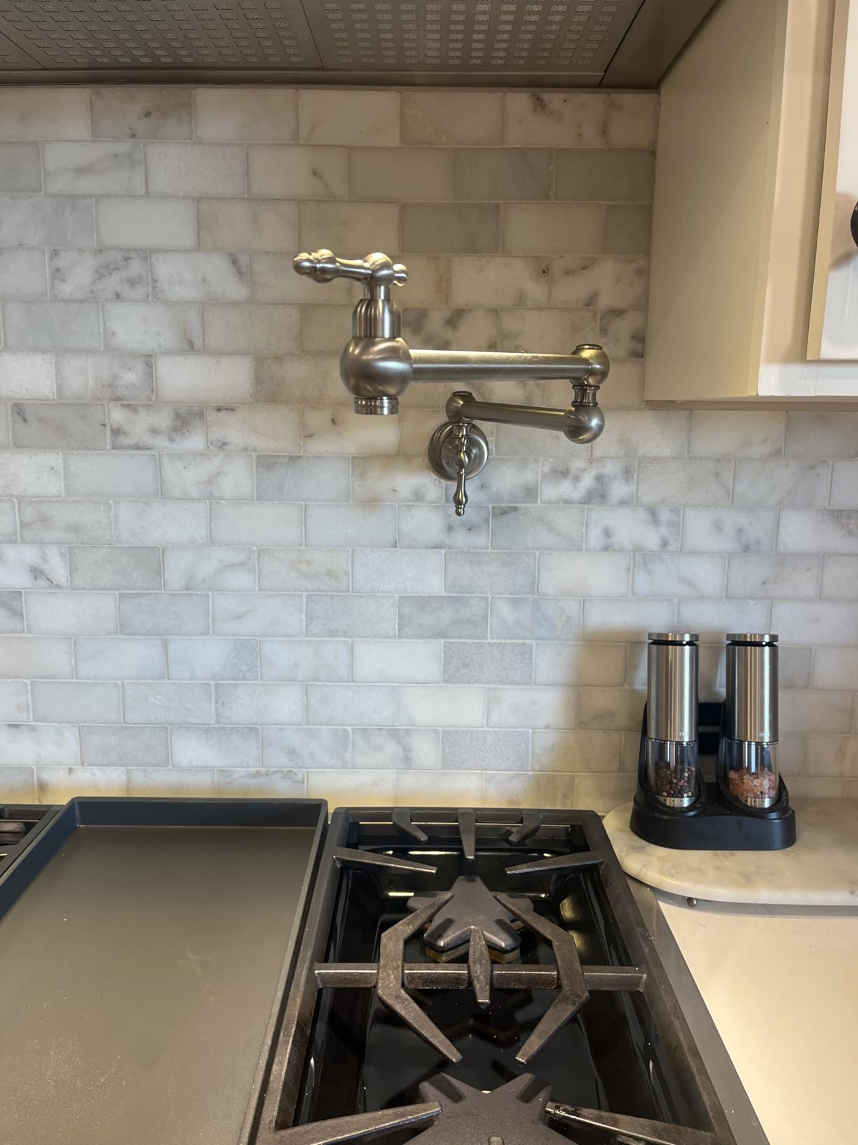 Matte Black Pot Filler Faucet - WOWOW Brass Pot Filler Wall Mount Kitchen Faucet Over Stove with Double Joint Swing Arms customer photo 2