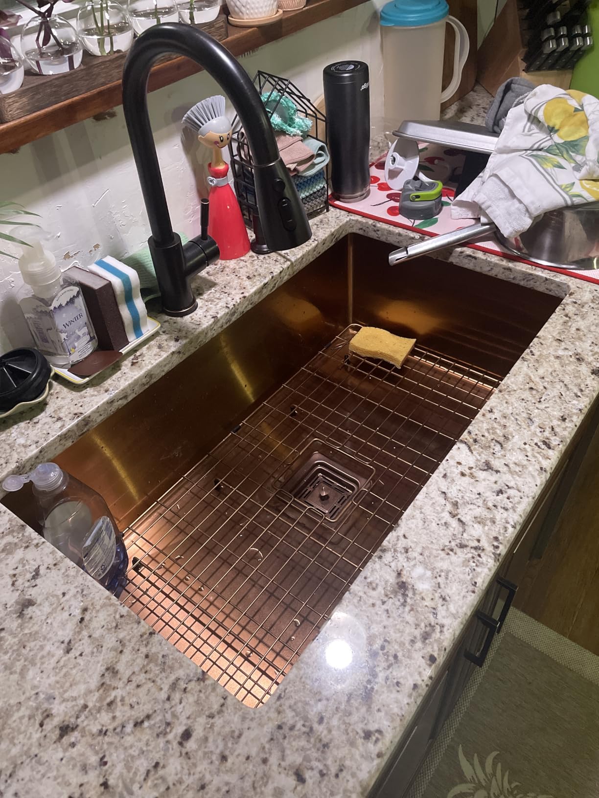 Strictly Sinks 32 Inch Undermount Single Bowl Kitchen Sink - Copper Kitchen Sink Designer Shelf Accessory 16 Gauge Stainless Steel - With Bottom Grid, 1 Strainer Square Drain & 1 Disposal Adapter customer photo 1