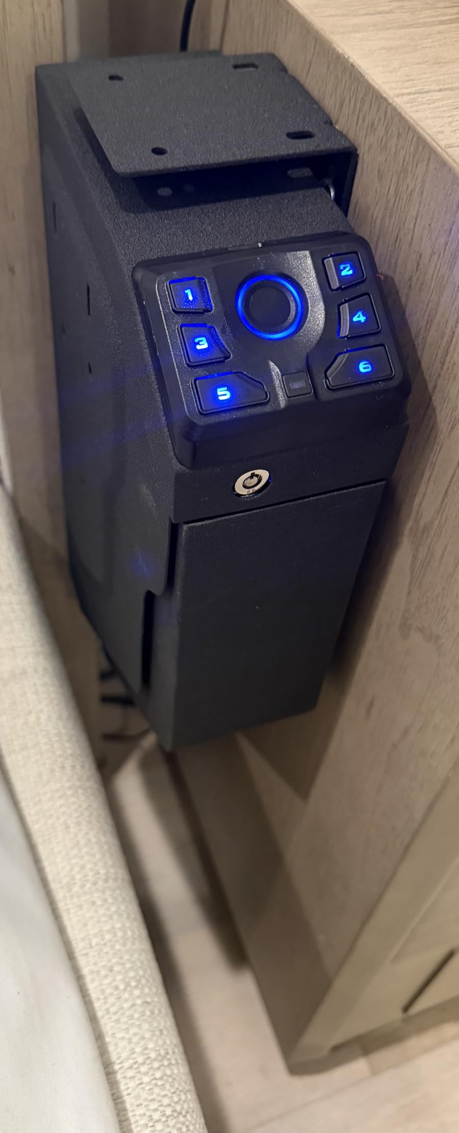 VERPROOF Biometric Bedside Gun Safe for Handgun, Quick Access Pistol Safe | Fingerprint, Keypad and Key Access; Drop-Down Quick-Access Design for Bedside, Nightstand, Wall or Desk Mounting customer photo 2