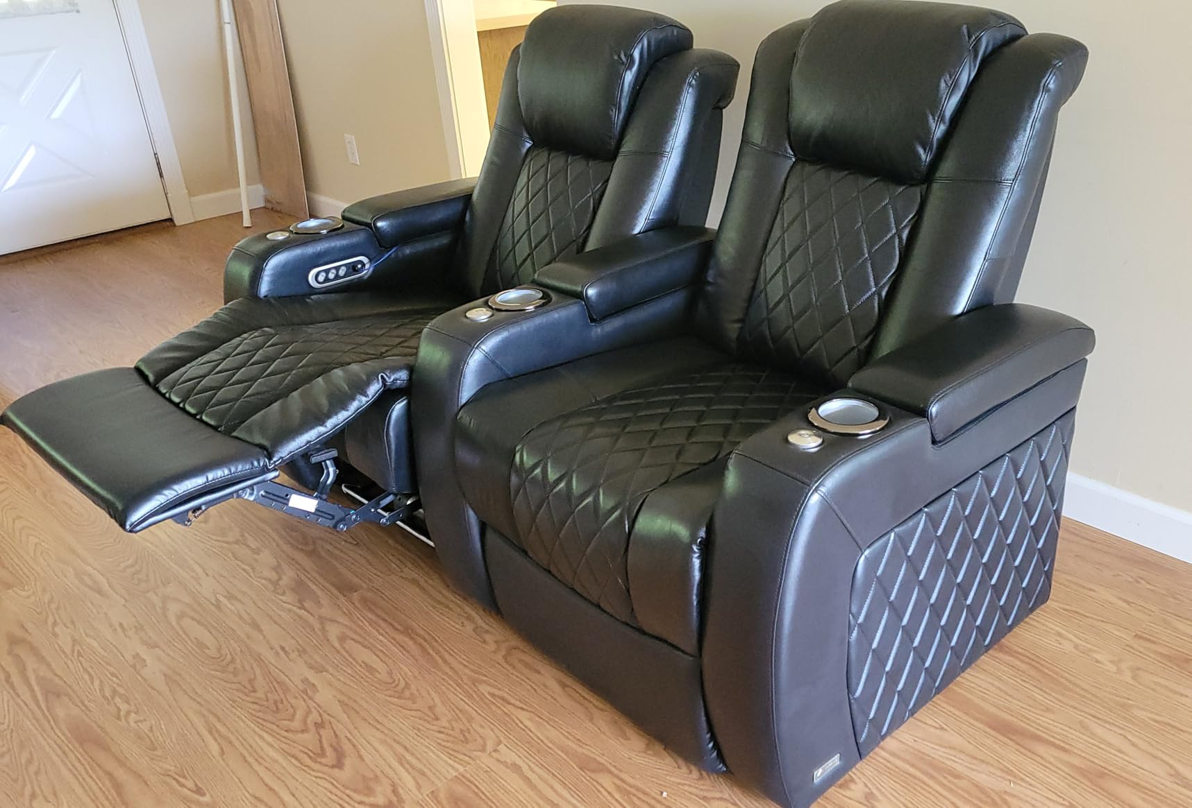 Valencia Tuscany Home Theater Seating | Premium Top Grain Italian Nappa 11000 Leather Wall-Hugging Recliner with Power Reclining, Lumbar Support & Headrest (Row of 2 Loveseat, Charcoal Grey) customer photo 1