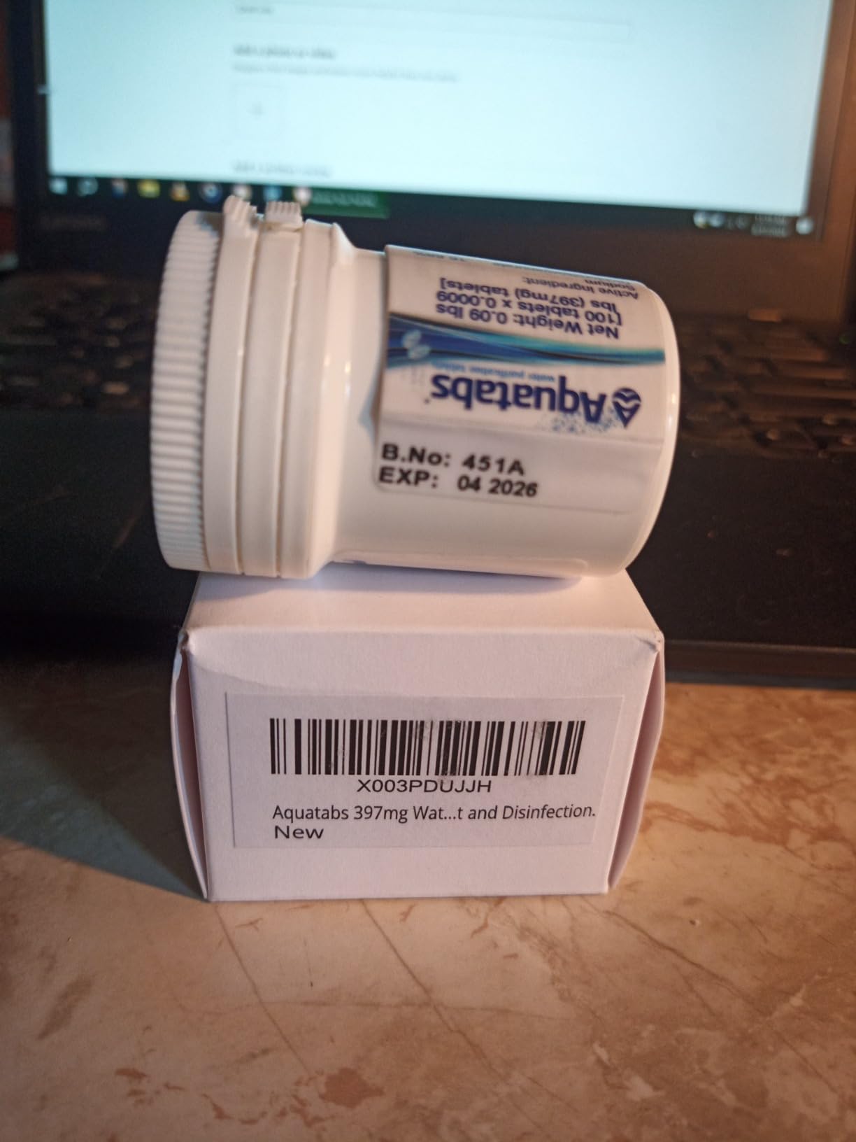Aquatabs Water Purification Tablets (397mg, 100 Pack). Water Filtration System for Camping, Boating, Emergency Water, Survival Kit, and Marine. Easy-to-Use Water Purifier Treatment. customer photo 1