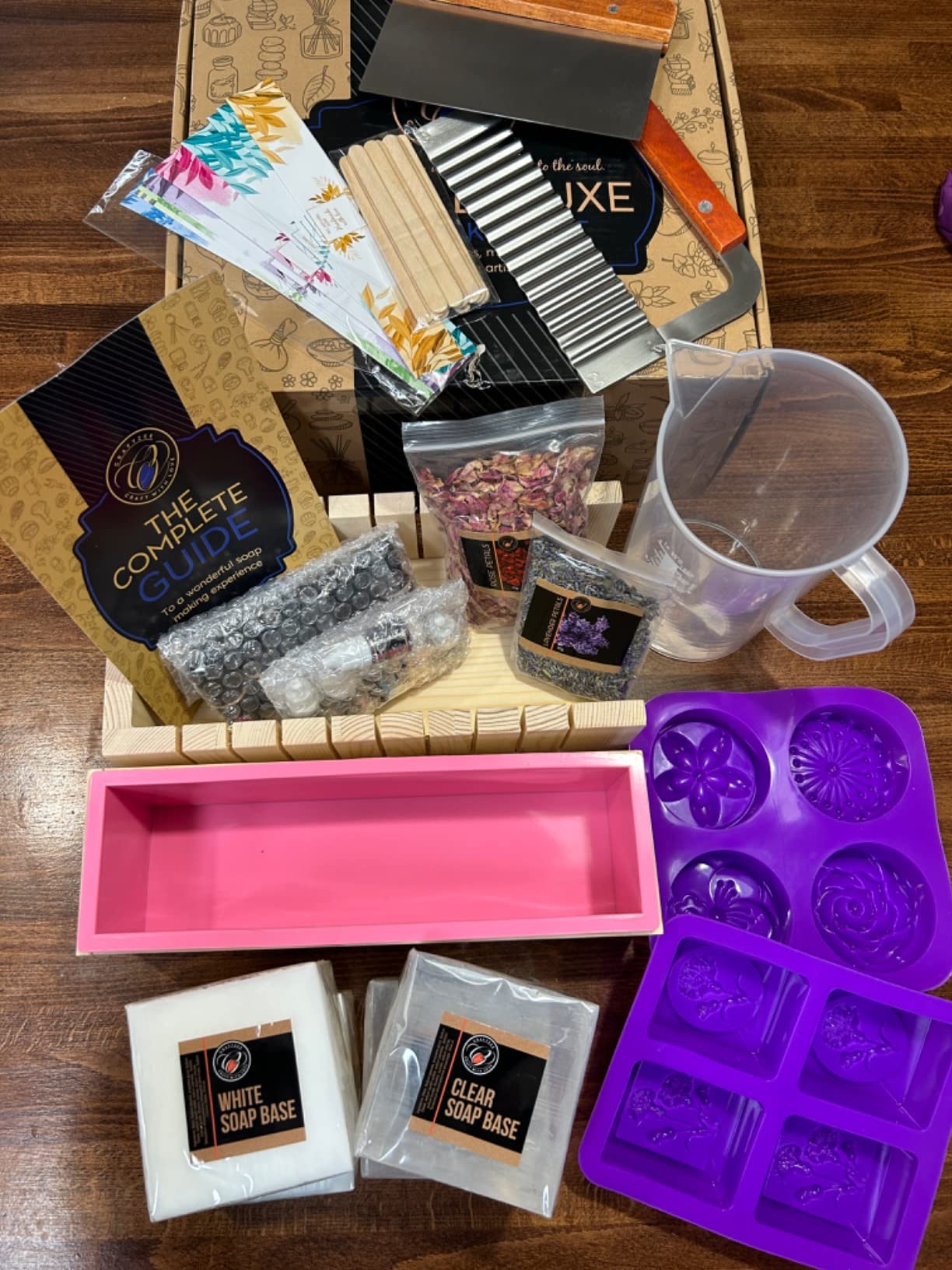 CraftZee Large Premium Deluxe Soap Making Kit - All-in-One Soap Making Supplies with Soap Base, Soap Cutter Box, Silicone Loaf Molds, Fragrances & More customer photo 1