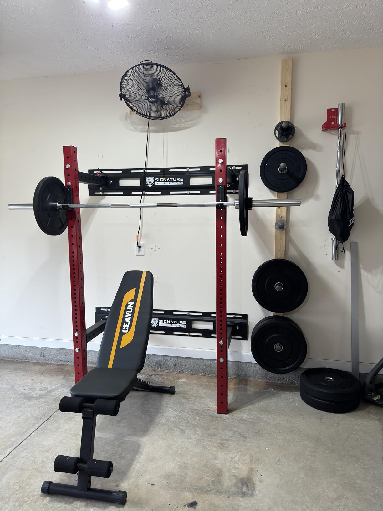 Signature Fitness Fitvids Wall Mounted Fold-in Power Cage Squat Rack with Adjustable Pull Up Bar and J Hooks - Space-Saving Home Gym, Multiple Sizes customer photo 2