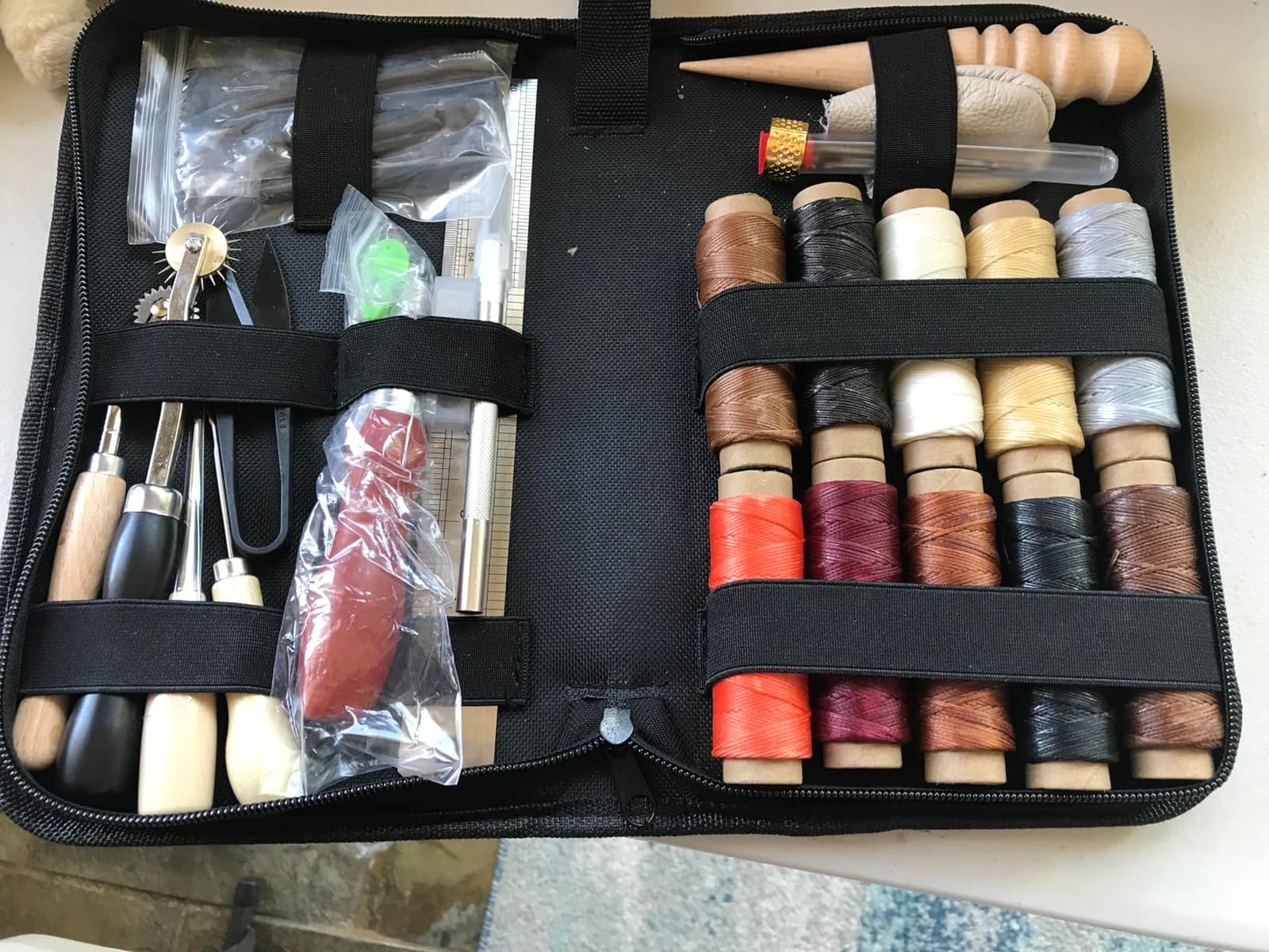 PLANTIONAL Leather Working Tools for Beginners: Professional Leather Craft Kit with Waxed Thread Groover Awl Stitching Punch for Leathercraft Adults Gifts customer photo 2