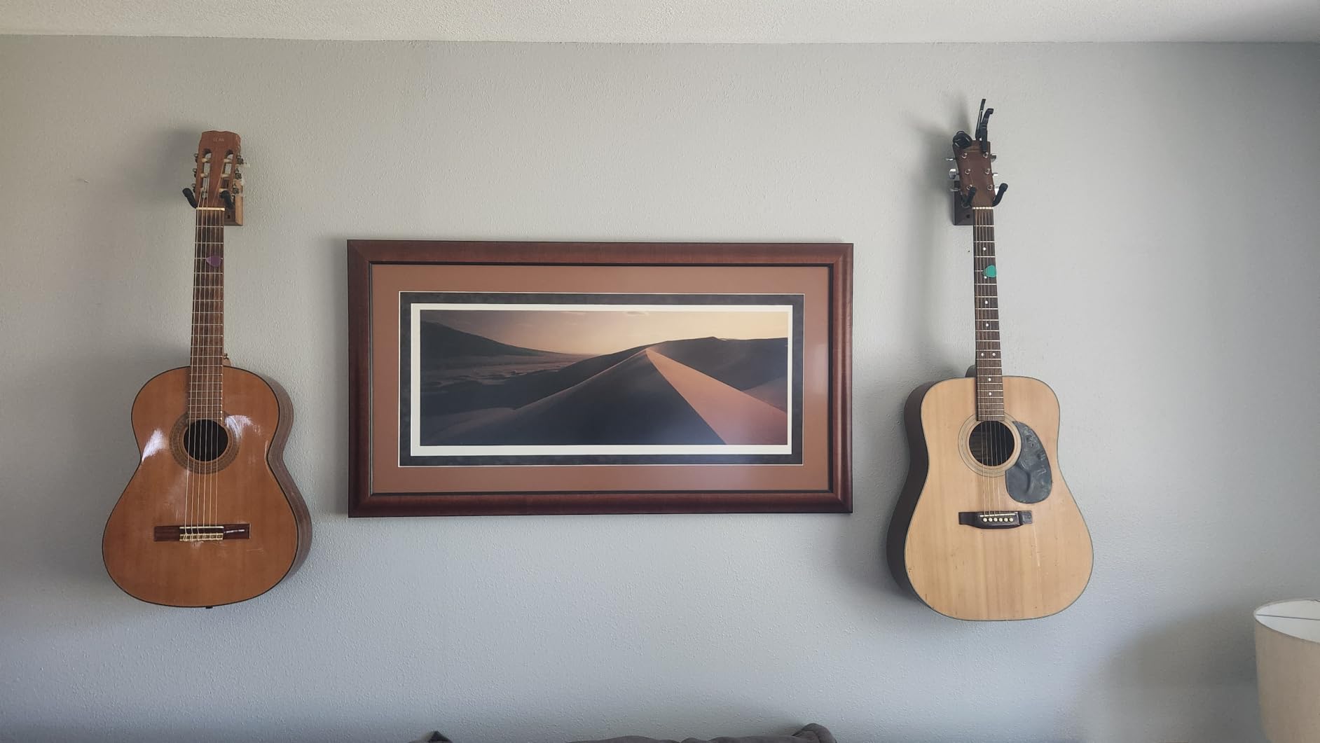 Guitar Wall Mount 2 Pack, Black Walnut Wood Guitar Hanger, U-Shaped Guitar Wall Hanger Mount, Guitar Holder Hook Stand Wall for Acoustic, Electric Guitar, Banjo, Bass, for Guitar Player Men Boy customer photo 2