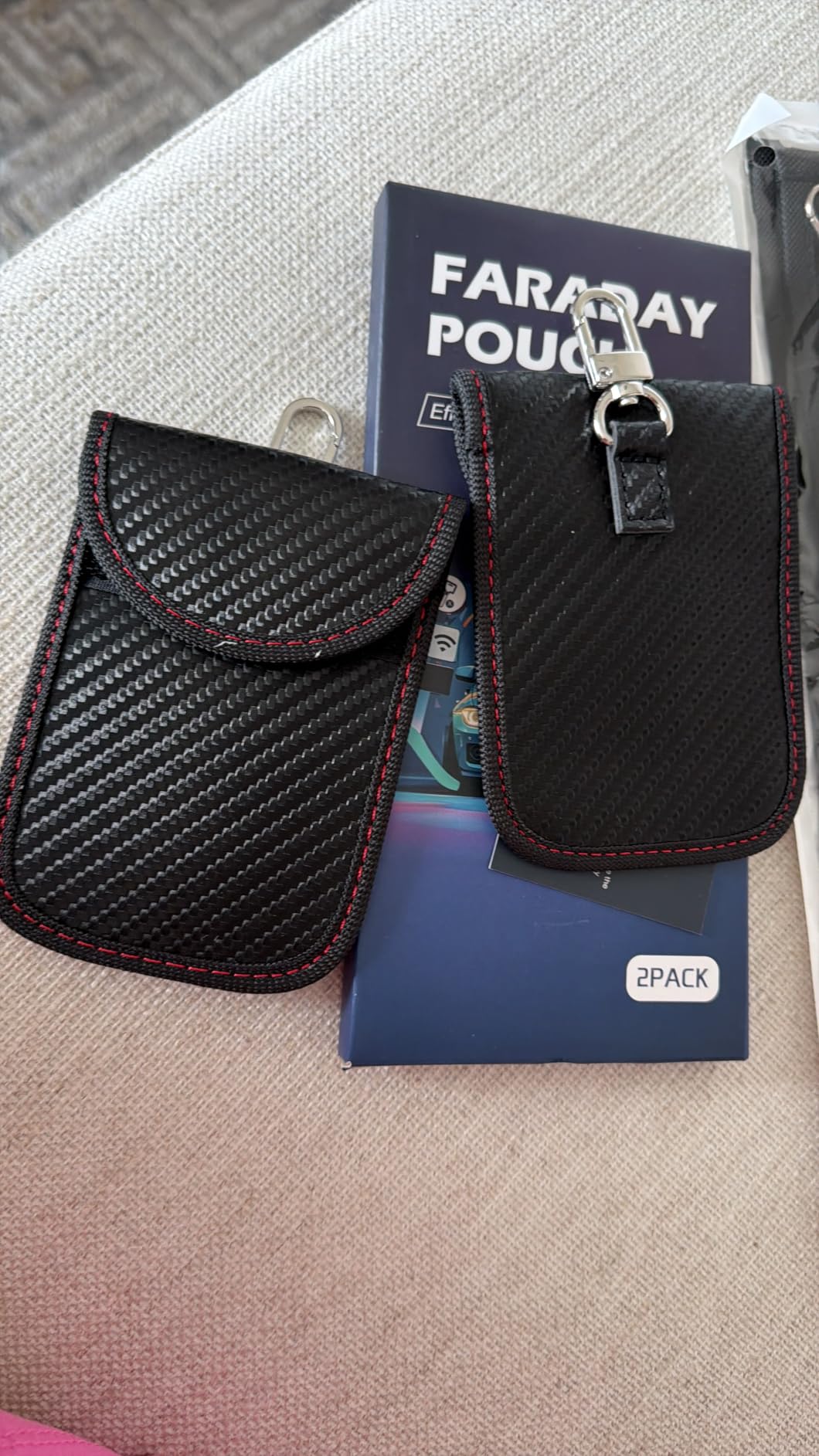 Faraday Pouch for Car Keys, Faraday Bag, Car RFID Signal Blocking Holder, Key Fob Protector, Key fob cage Block Signal Anti-Theft Fob Case (2 Pack) customer photo 1