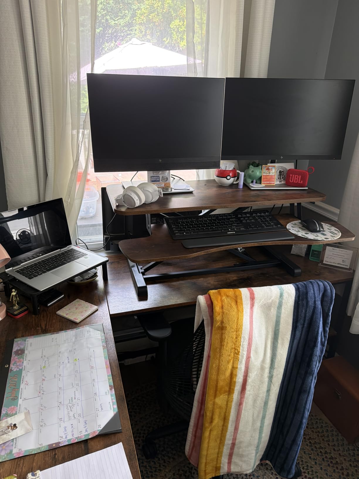 VIVO Black 36 inch Standing Desk Converter, DESK-V036KB | Height Adjustable, Stand Up Desk Riser, Wide Keyboard Tray, Dual Monitor and Laptop Workstation, K Series customer photo 2