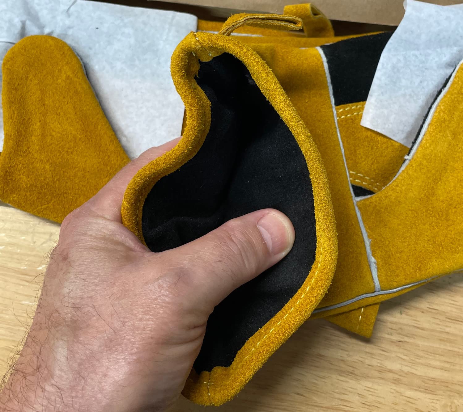 Welding Gloves Heat Resistant Leather Fireproof Gloves 14 In Grey | Welders Gloves for MIG TIG Stick, Grill Gloves Mitts for BBQ,Oven,Forge,Fireplace,Fire Pit,Furnace,Wood Stove,Dry Ice,Baking customer photo 2
