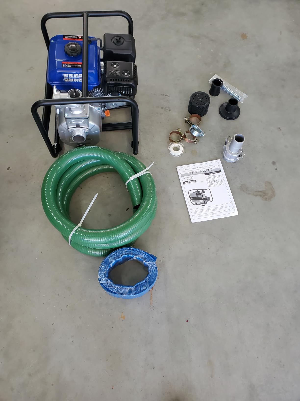 BILT HARD Semi Trash Pump 2 inch, 158 GPM 7HP Gas Powered Water Pump, 212cc 4-Cycle Engine with 50 ft Discharge Hose, 12 ft Suction Hose and Complete Fittings, EPA Certified customer photo 1