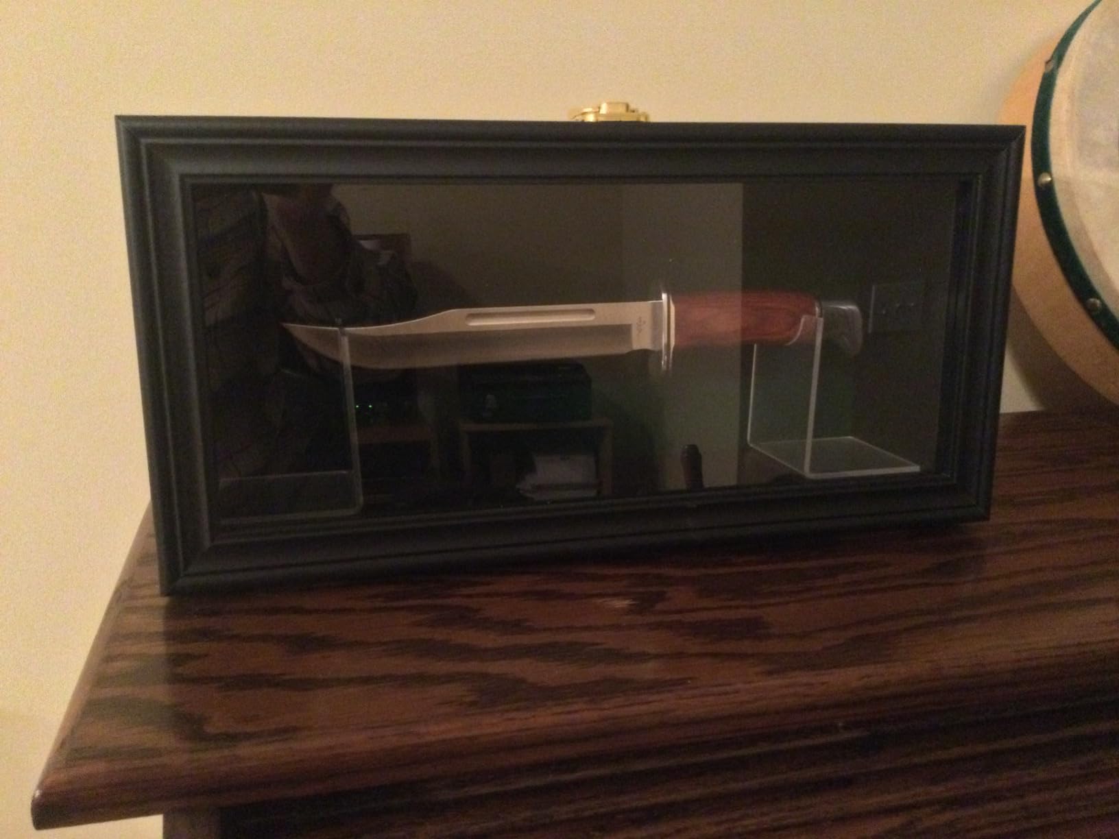 Knife Display Case Shadow Box Wall Mount Knife Stand Holder | Solid wood single knife display case with glass front and adjustable stand; wall mount shadow box for knife collection customer photo 1