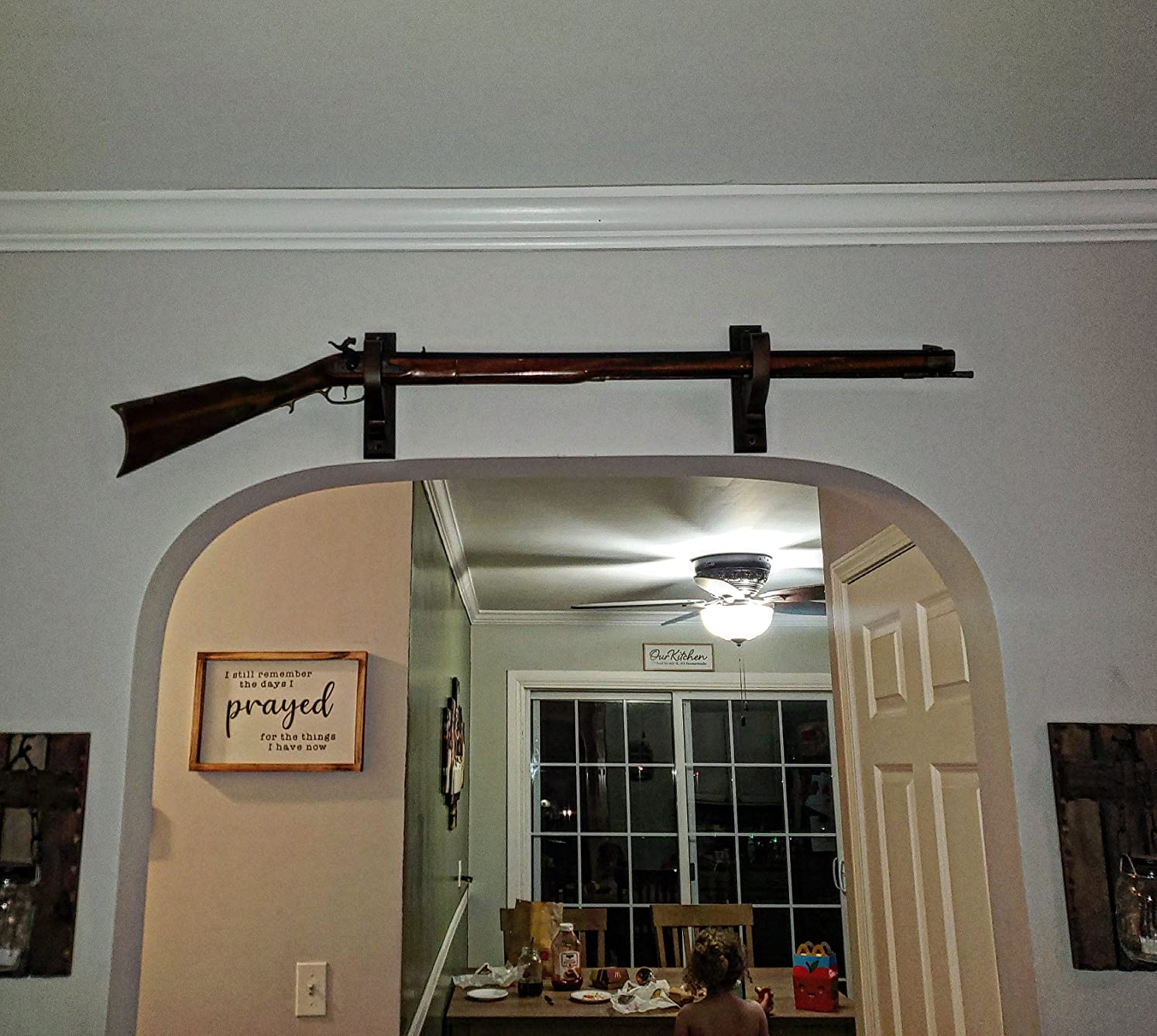 DGWJSU Gun Rack for Wall, Real Wood Shotgun & Rifle Wall Mount | Gun Rack Wall Mount, Holder Display for Sword Bow Firearm, Vintage Gun Holder Hangers for Gun Safe As Gifts for Men customer photo 1