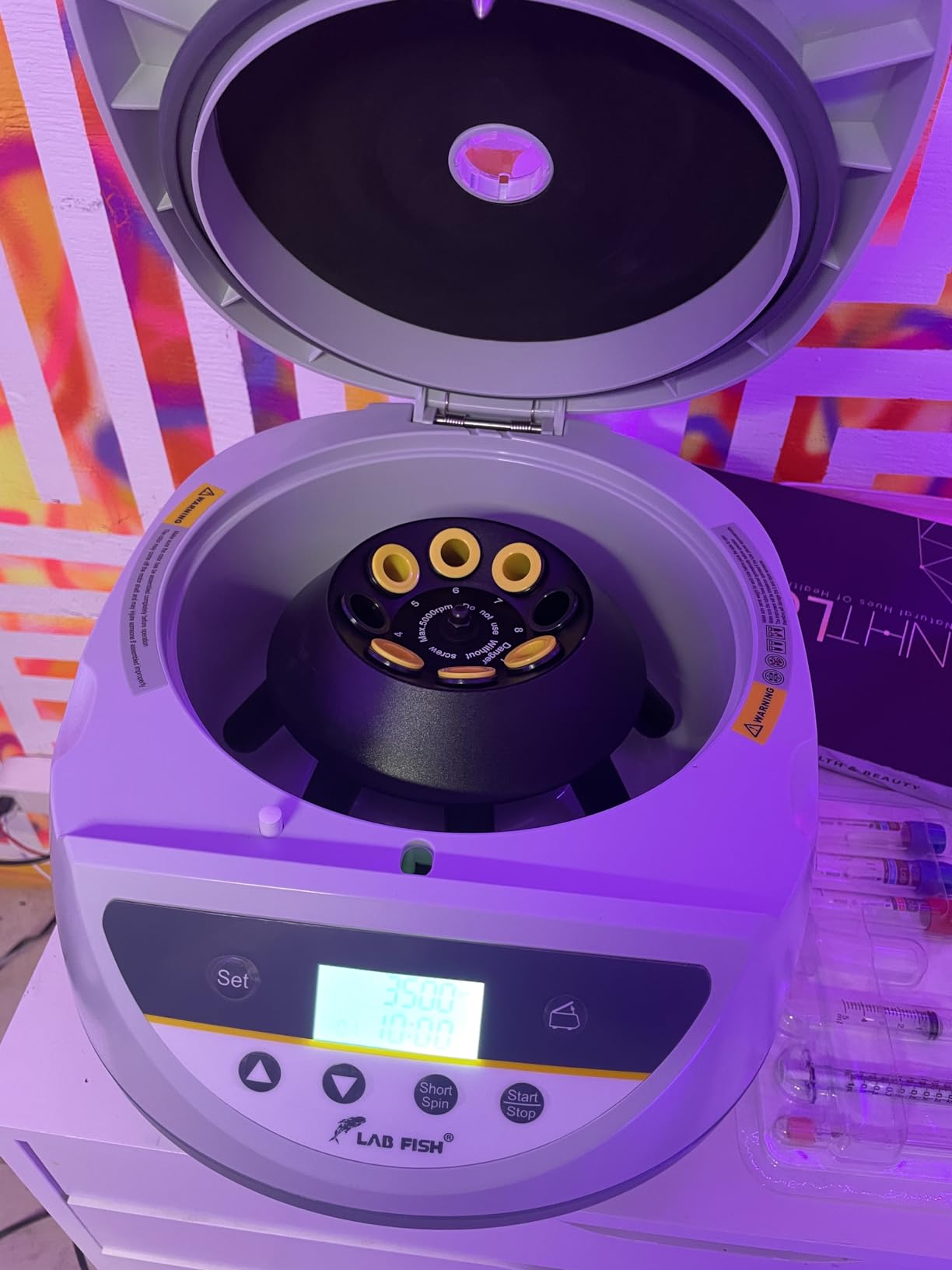 LAB FISH LC-8S Centrifuge, 8x2/5/10/15ml Tubes | 500-5000RPM low speed, max 3074xg RCF, timer, benchtop centrifuge machine for PRP, plasma & lab sample separation customer photo 2