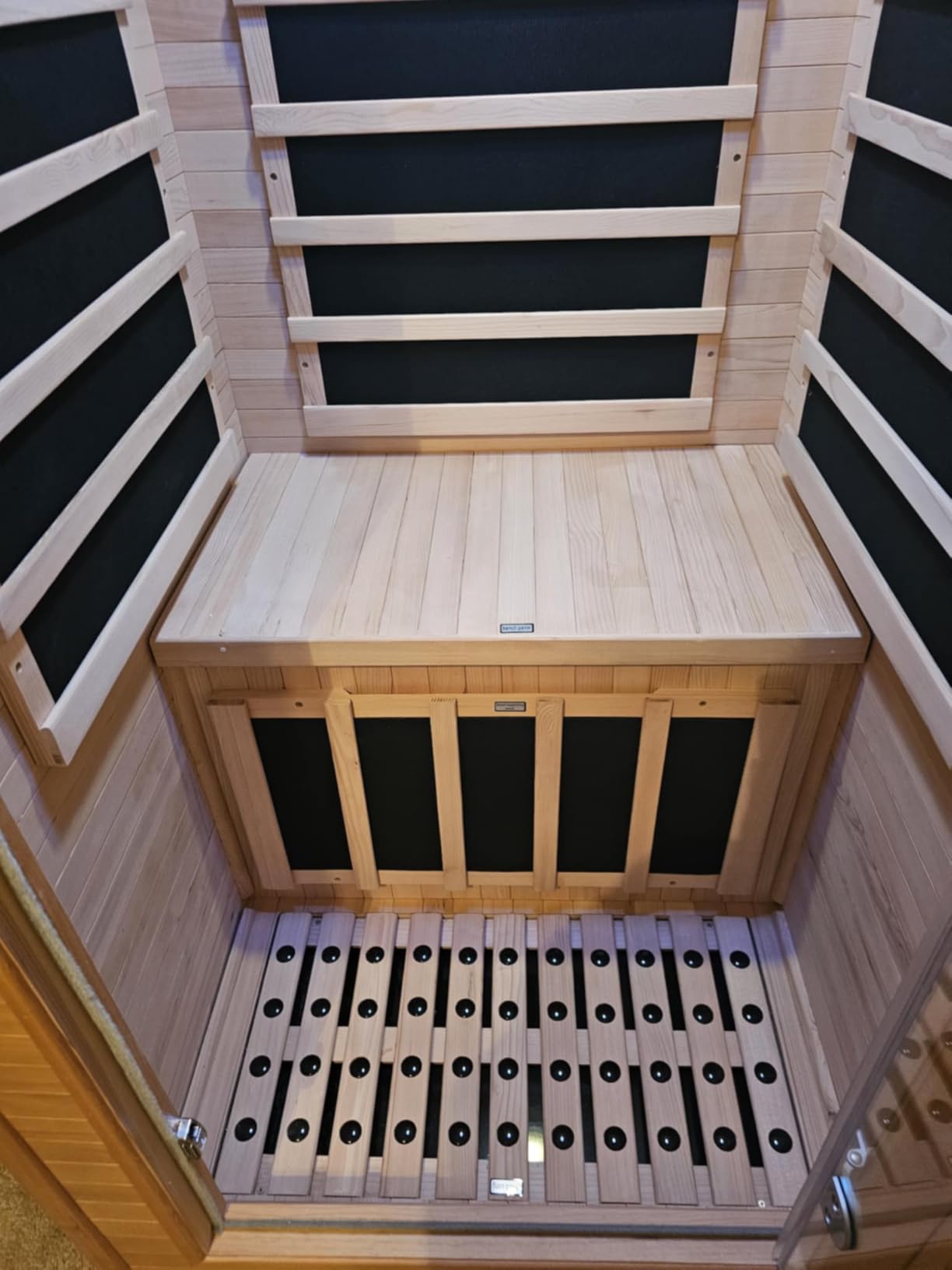 Homsido Infrared Home Sauna Room 1 Person Hemlock Wooden Indoor Dry Sauna, Low EMF 1200W/110V Heaters Panels, LCD Control Panel, 10 Minutes Pre-Warm up, Time and Temp Pre-Set, 1-Year Aftersale customer photo 2