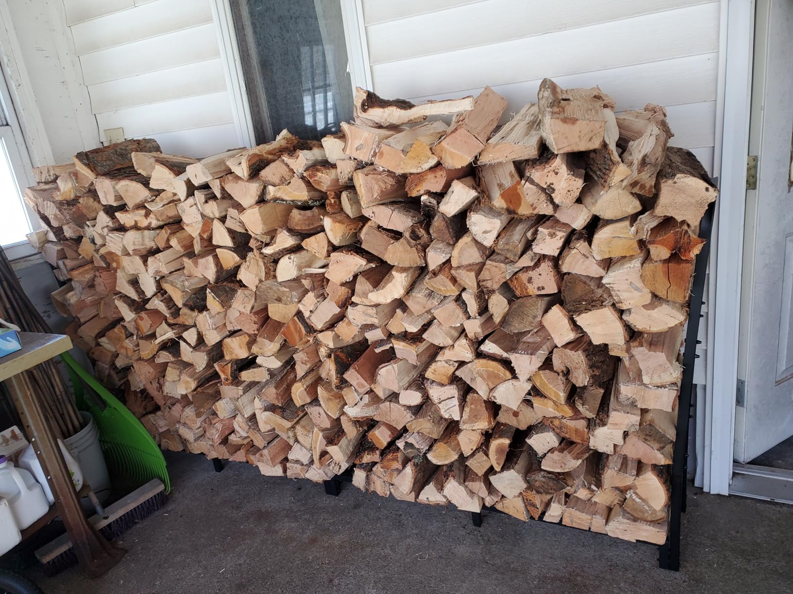 Mr IRONSTONE 8ft Firewood Rack Outdoor Indoor, Upgraded Heavy Duty Adjustable Fire Wood Rack Holds Up to 4500lbs, Fireplace Log Holder Wood Storage for Porch Patio, Easy Assembly customer photo 1