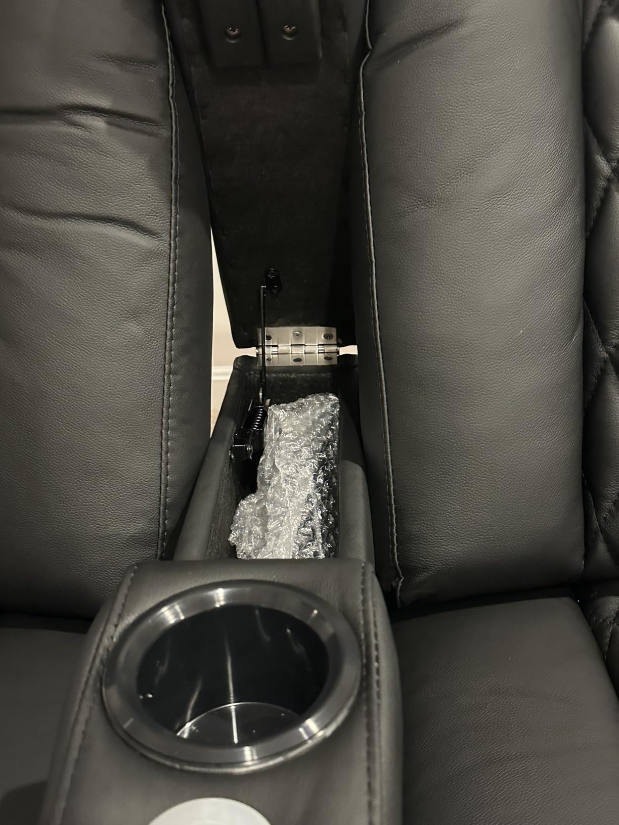 Weilianda Home Theater Seating Top Grain Leather Zero Gravity Recliner Chair Power Headrest Recline Movie Seat Gaming 7 Colors Mood Light Sofa with Tray Table USB Charge Row of 1 Black customer photo 1