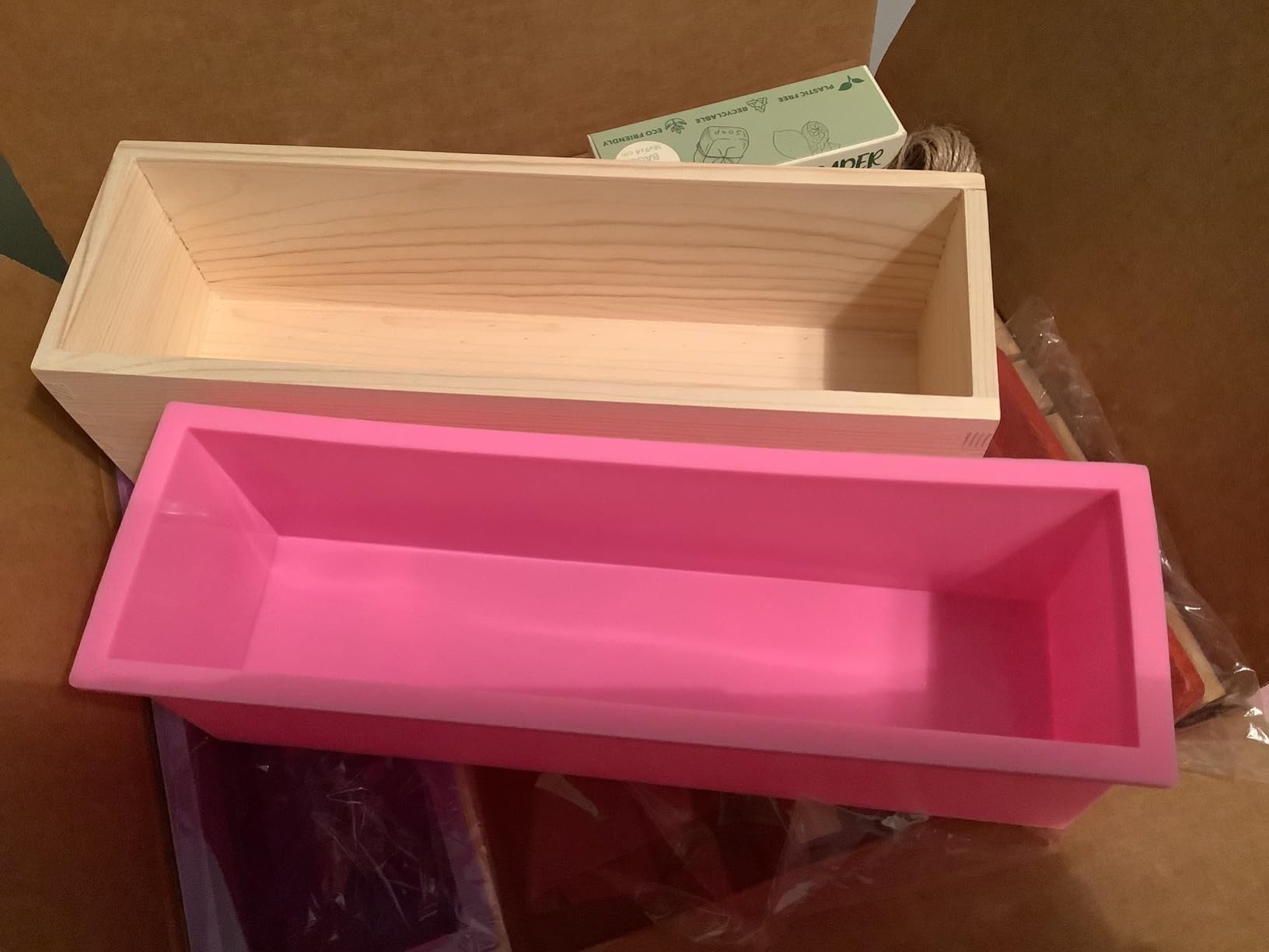 Soap Mold Making Kit with Wooden Cutter, Soap Molds Silicone 46oz Purple, 50pc Soap Packaging Paper Bags and Slicer customer photo 1