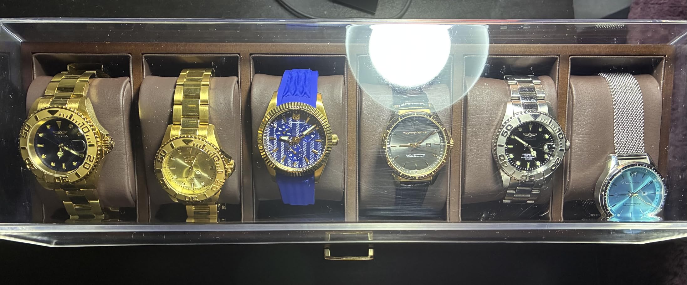 KAMIER High End Wooden Watch Box with 6 Slots & Glass Lid - 2-Layer Jewelry Organizer for Men - Watch Display Case, Ideal Business Gift for Watch Enthusiasts (with Gift Box), Walnut customer photo 2