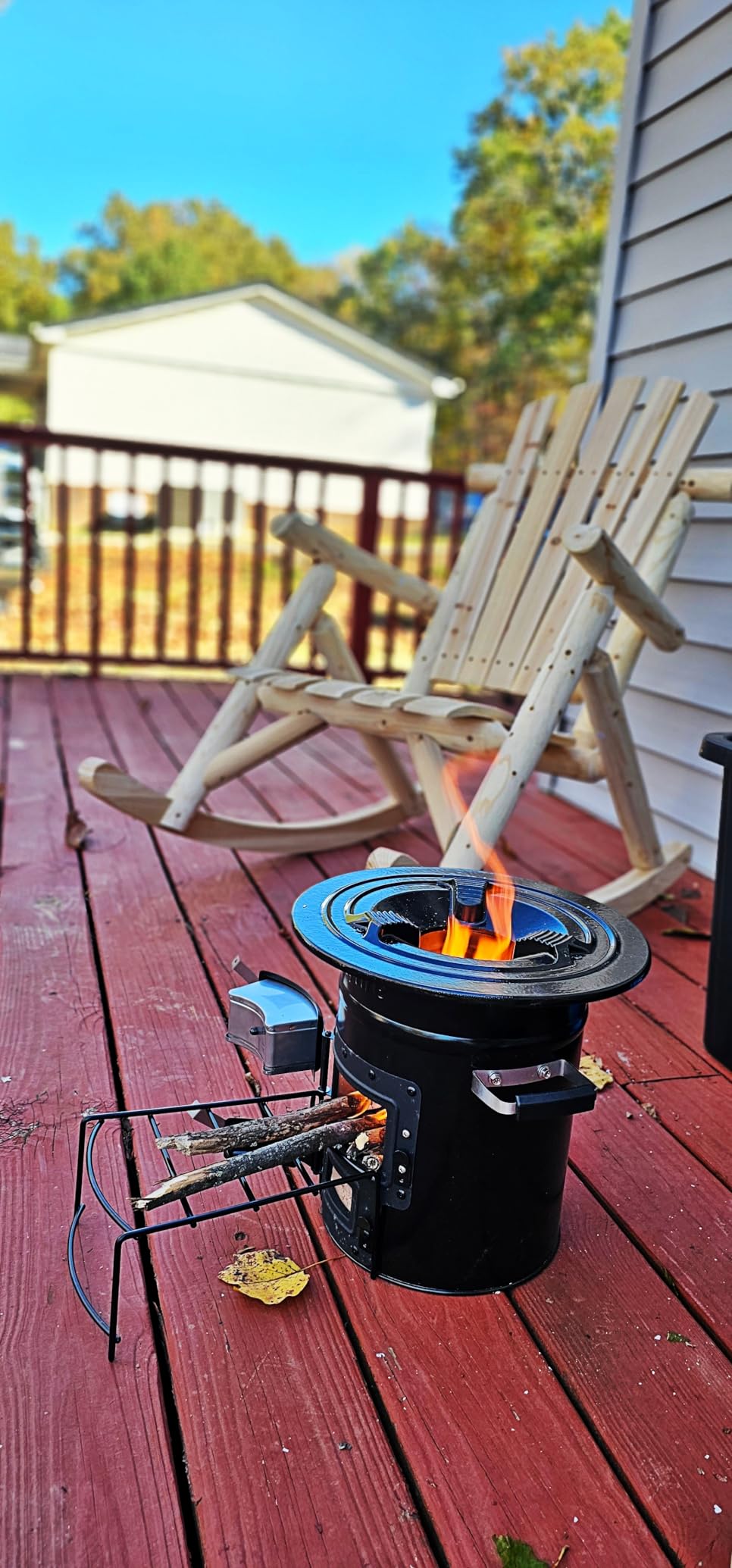 Onlyfire Cast Iron Rocket Stove - Portable Wood Burning Camp Stove | Outdoor Cooking, Patio, Survival - Heavy Duty, High Fuel Efficiency, Low Smoke, Supports Pots & Dutch Oven, 12.7x12.7x11.4 in customer photo 1