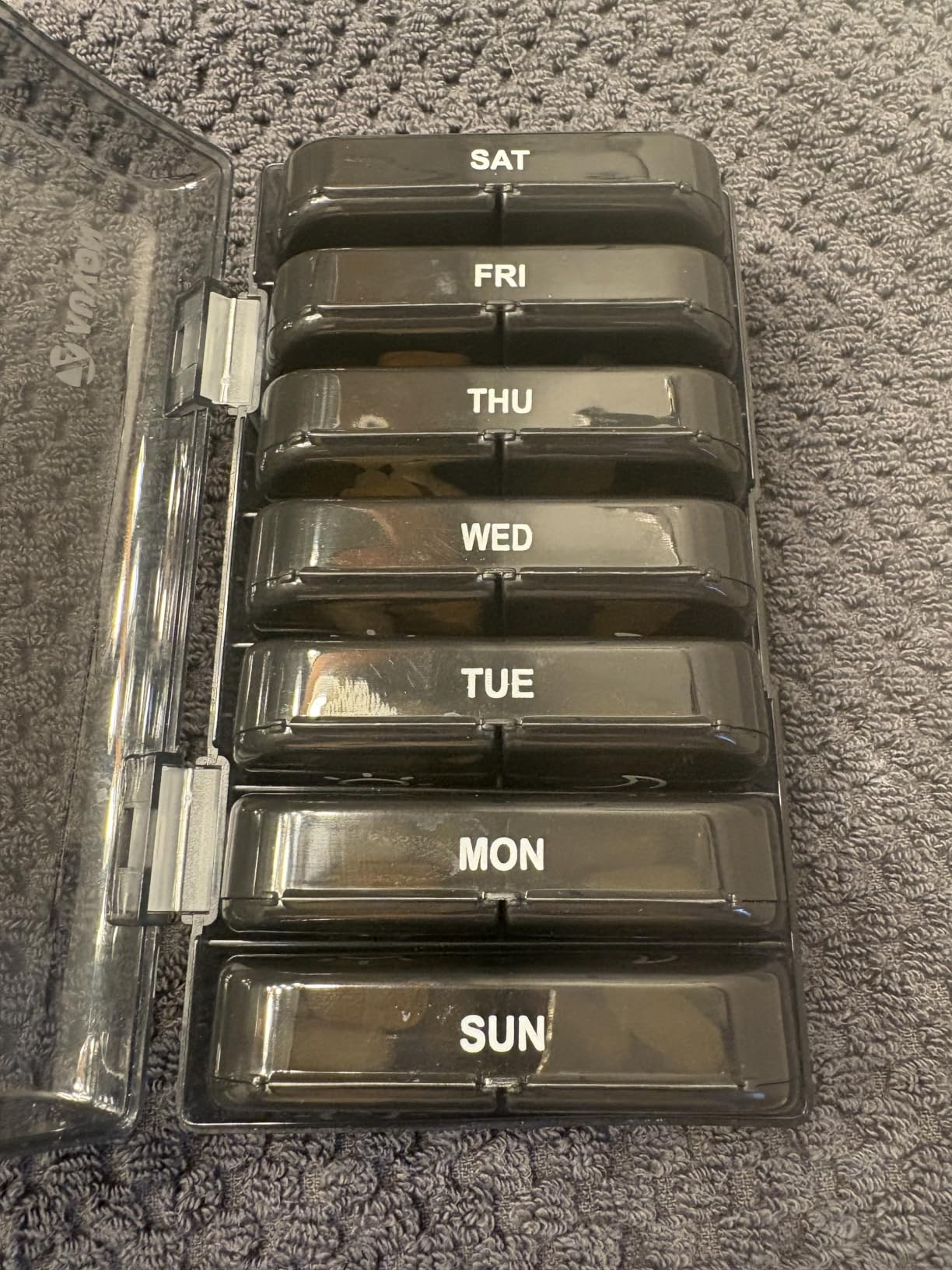 AUVON XL Weekly Pill Organizer 2 Times a Day, Pill Box 7 Day with One-Side Large Openings for Easy to Use, Black Privacy Protection AM PM Pill Case for Medication, Vitamins, Fish Oils, Supplements customer photo 2