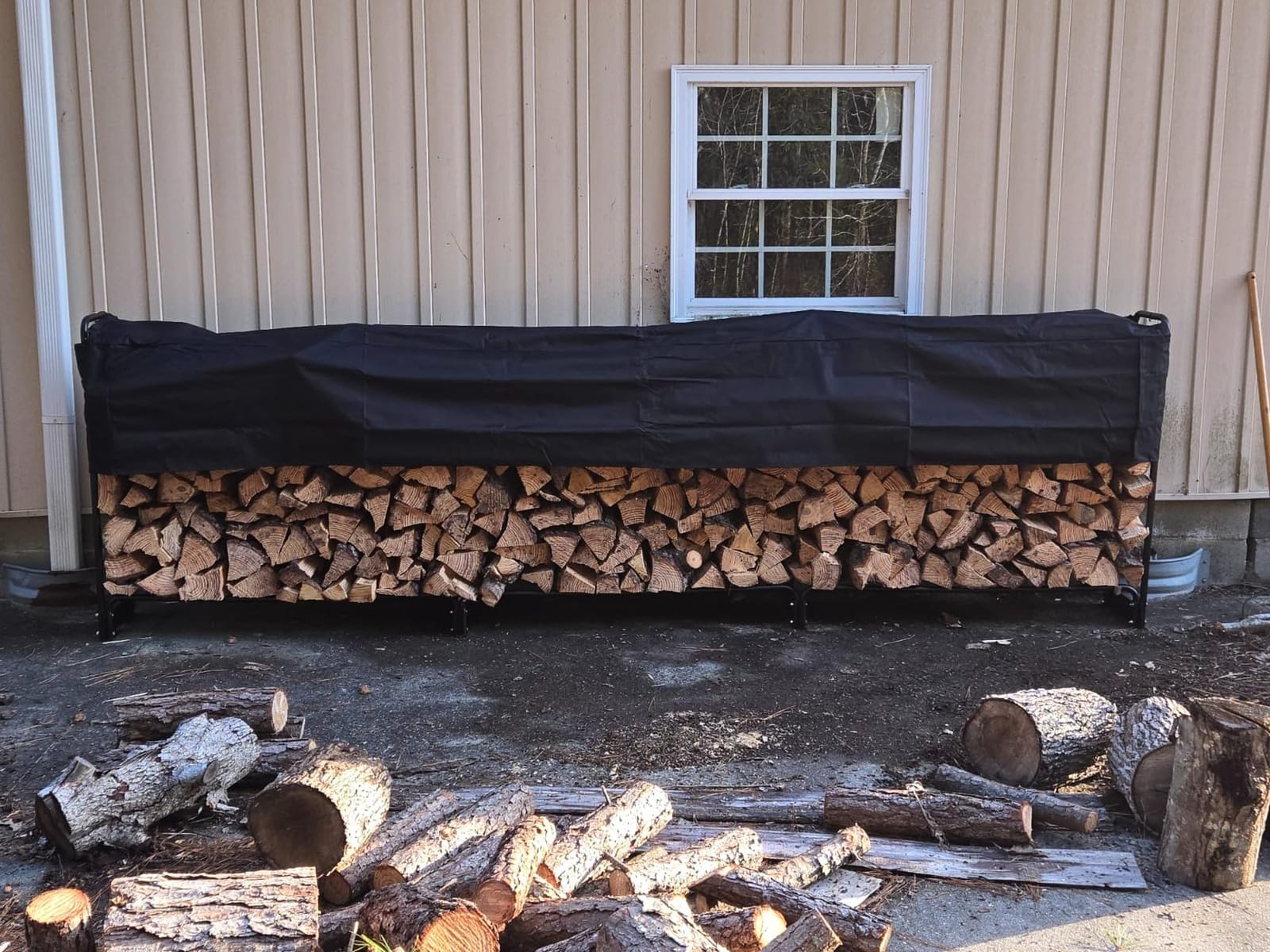 VEVOR 12.7FT Outdoor Firewood Rack with Cover, 152x14.2x46.1in, Heavy Duty Firewood Holder & 600D Oxford Waterproof Cover for Fireplace, Patio, Indoor/Outdoor Log Storage Rack for 3/4 Cord of Firewood customer photo 2