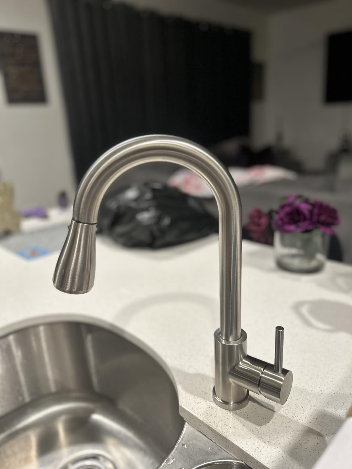 VFAUOSIT Touchless Kitchen Faucet with Pull Down Sprayer, Brushed Nickel | 3 Spray Modes, cUPC/CEC Certified, SUS304 Steel, Fingerprint-Resistant Finish, Ceramic Disc Valve, Single-Handle Control customer photo 2