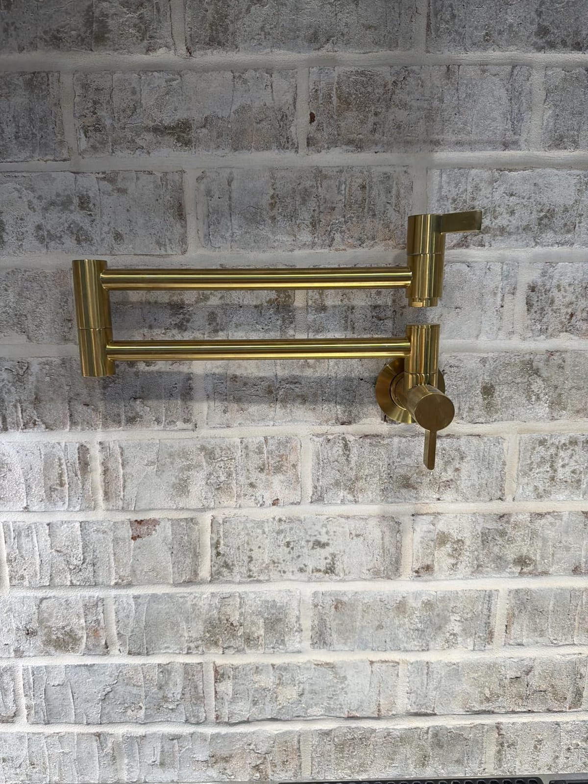 ARCORA Pot Filler Faucet Brushed Gold, Solid Brass Pot Filler Over Stove | 23.6 Inch Wall Mount Folding Kitchen Stove Faucet, 2 Handle with Double Joint Swing Arms, Solid Brass Construction, High Flow customer photo 1