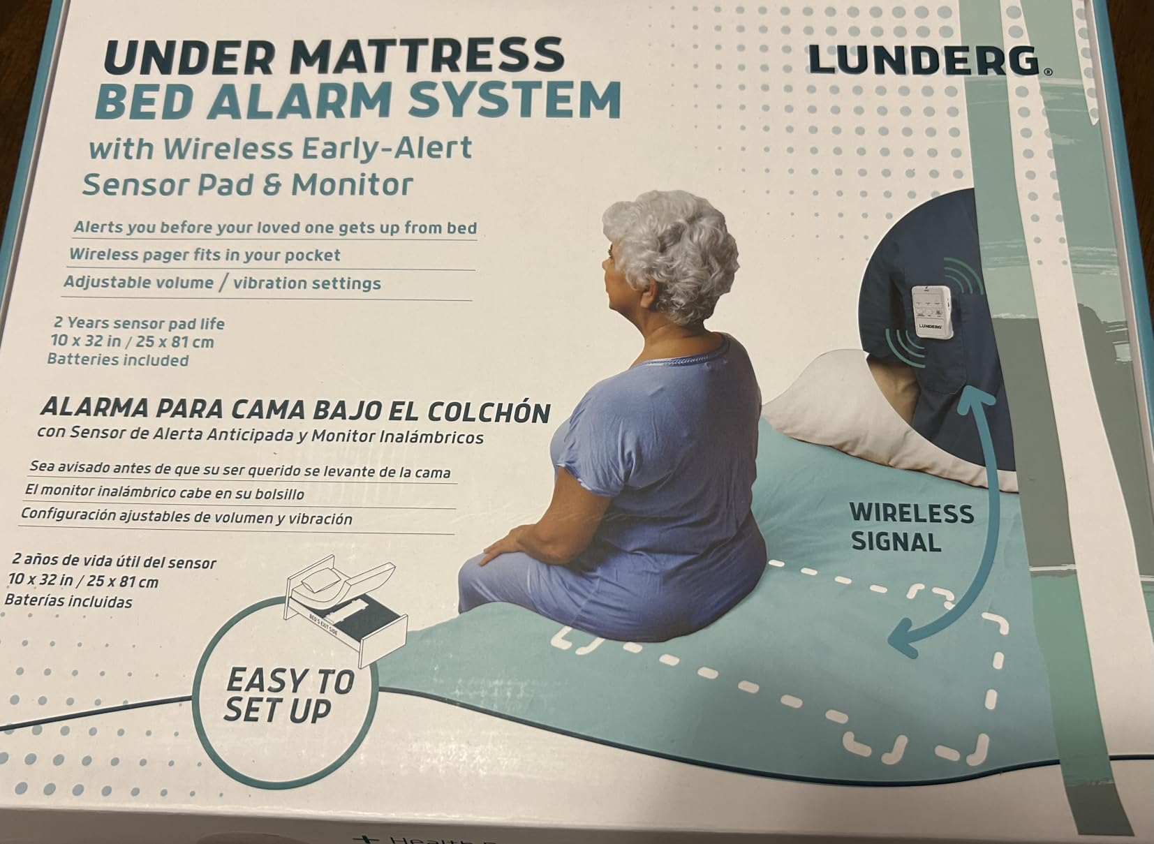 Lunderg Under Mattress Bed Alarm for Elderly - Invisible & Wireless Sensor Pad with Early Alert & Pager - Our Most Advanced Fall Prevention System for Dementia, Ideal for Loved Ones who Refuse Help customer photo 1