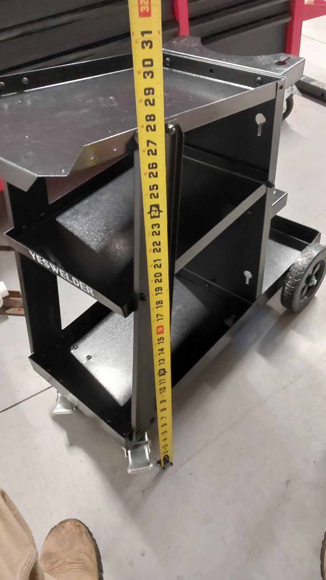 YESWELDER 3-Tier Welding Cart, Tilted Platform and 360° Rolling | Large Storage, Dual Cylinder Slots, and Stainless Steel Safety Chains, Steel and Aluminum Frame with Rubber Wheels customer photo 1