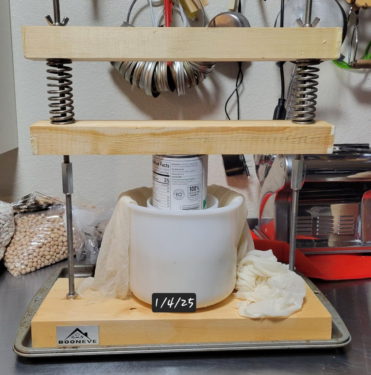 Wooden Unique Cheese and Tofu Making Press, Oil and Juicer, Solid Wood and Steel Spring Mechanism, up to 210 lb of Pressure, Tincture Forming Mold customer photo 2