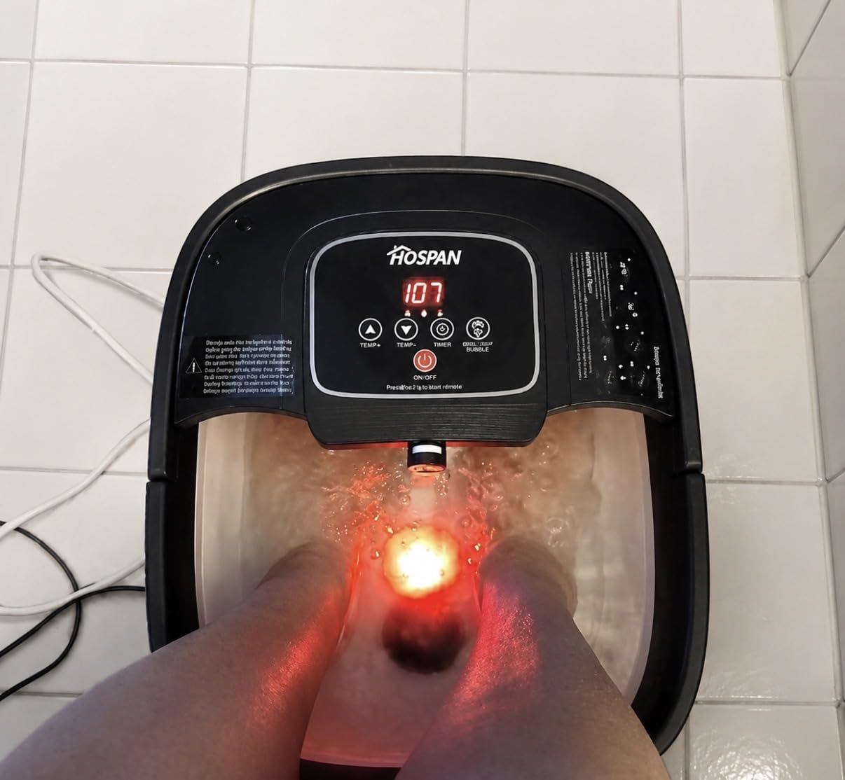HOSPAN Collapsible Foot Spa, Foot Bath Massager with Heat, Bubble & Massage, 8 Shiatsu Rollers, 95°F-118°F Temp Control, Red Light, Handle, Space-Saving Collapsible Design, for Stress Relief customer photo 1