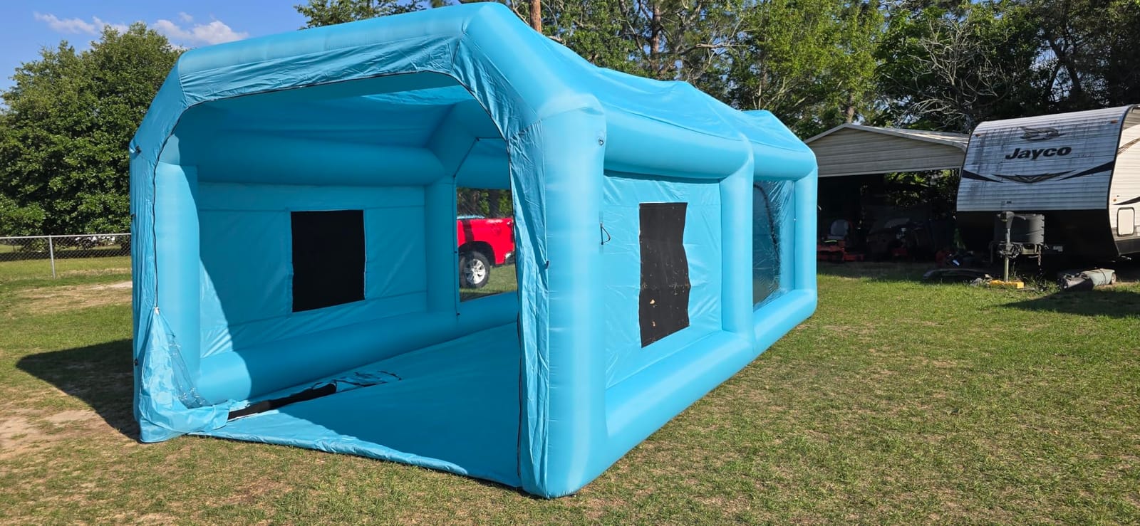 VEVOR Inflatable Paint Booth, 13x10x9ft Inflatable Spray Booth, 950W High Powerful Blower Spray Booth Tent customer photo 1