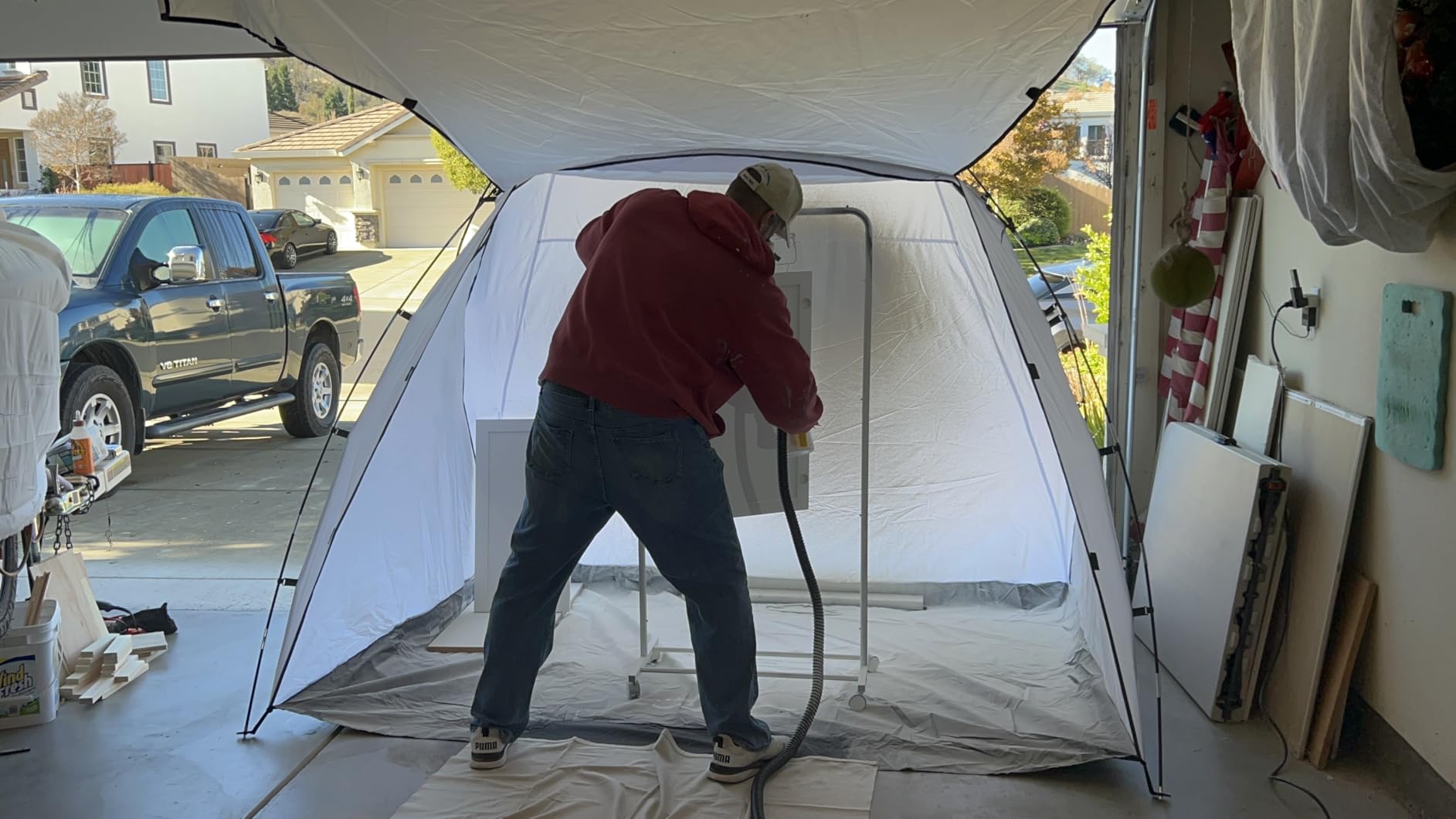 7x4x4ft Portable Spray Paint Booth Tent, Paint Tent with Built-in Floor, Foldable Design customer photo 1