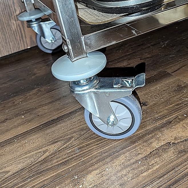 VEVOR Extra Large Utility Cart, 3 Tier Rolling Cart with Adjustable Shelf, Stainless Steel Kitchen Serving Cart with Swivel Casters Brake Wheels, Metal Food Storage Service Trolley, 37