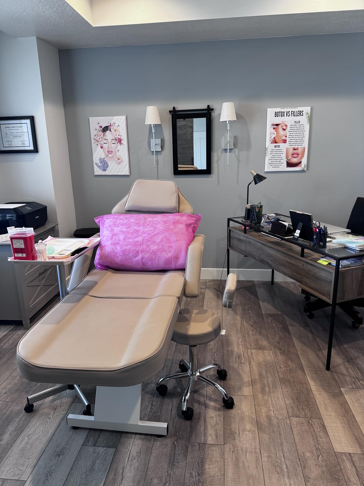 Facial Chair 73inch Adjustable Tattoo Chair with Stool Gray | Facial Bed for Artist Spa Beauty Esthetician customer photo 2
