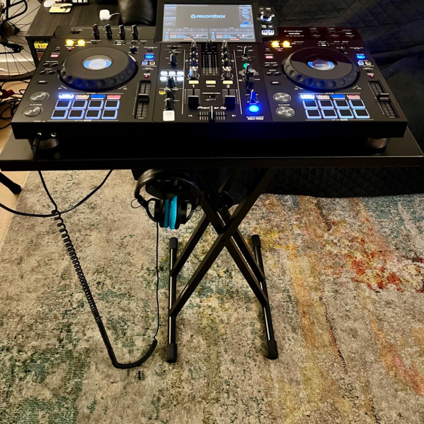 Liquid Stands Expandable DJ Table Stand Portable Audio Mixer Stand - DJ Stand for Laptop & Controller - Midi Keyboard Stand & Synth Stand - DJ Booth Portable X Style Keyboard Stand & Tabletop DJ Desk customer photo 2