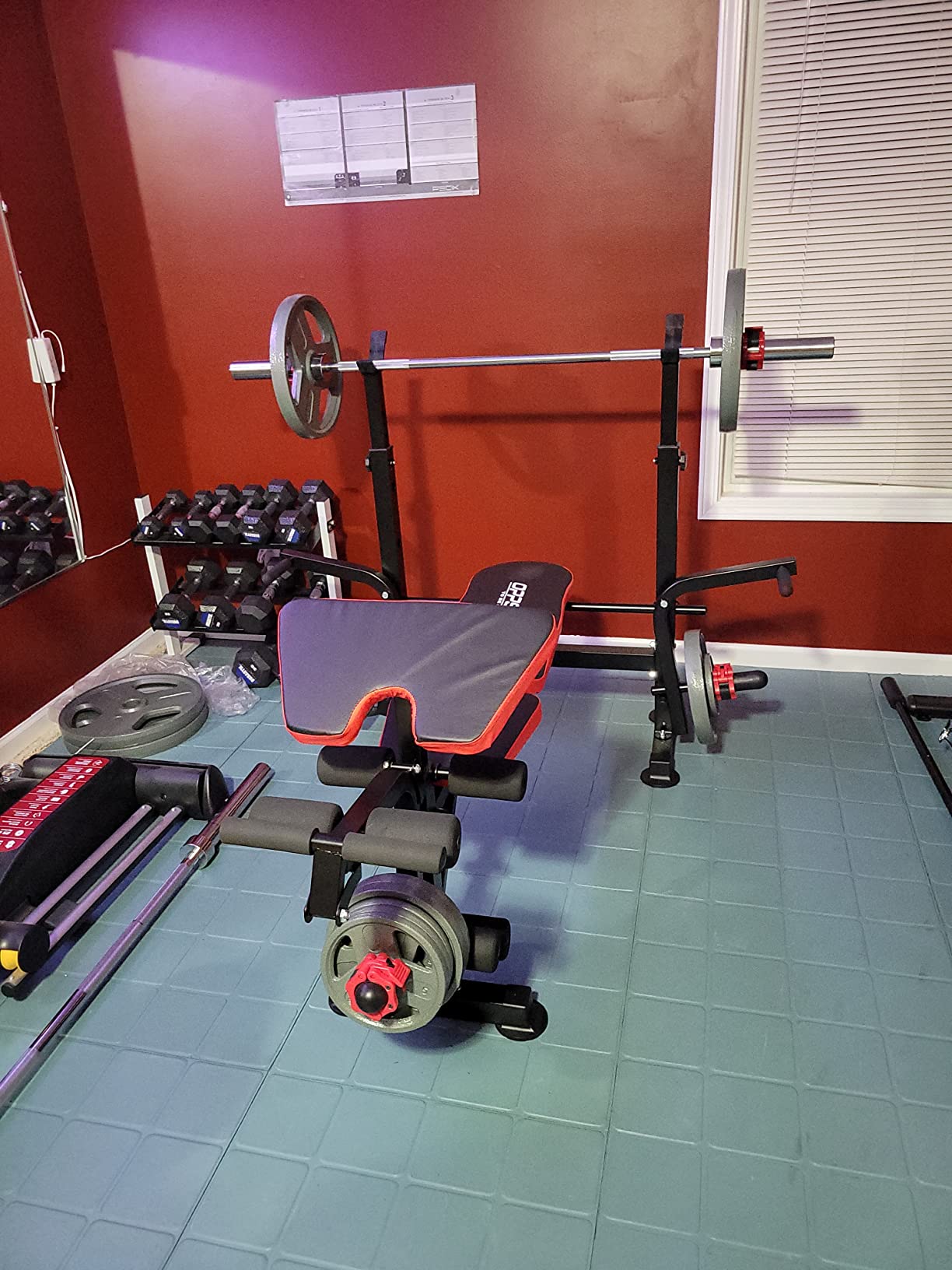 OPPSDECOR ASTM-Certified 900LBS Weight Bench Set with Squat Rack & Leg Extension, Preacher Curl Workout Bench & Bench Press Set for Home Gym Full Body Training customer photo 1