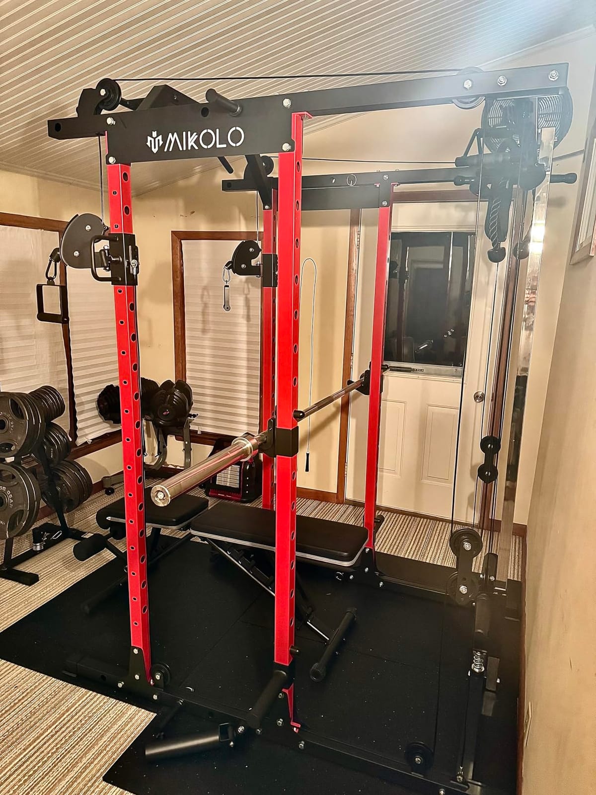 Mikolo Power Cage, Power Rack with Cable Crossover System, 1500LBS Squat Rack with LAT Pull Down customer photo 2