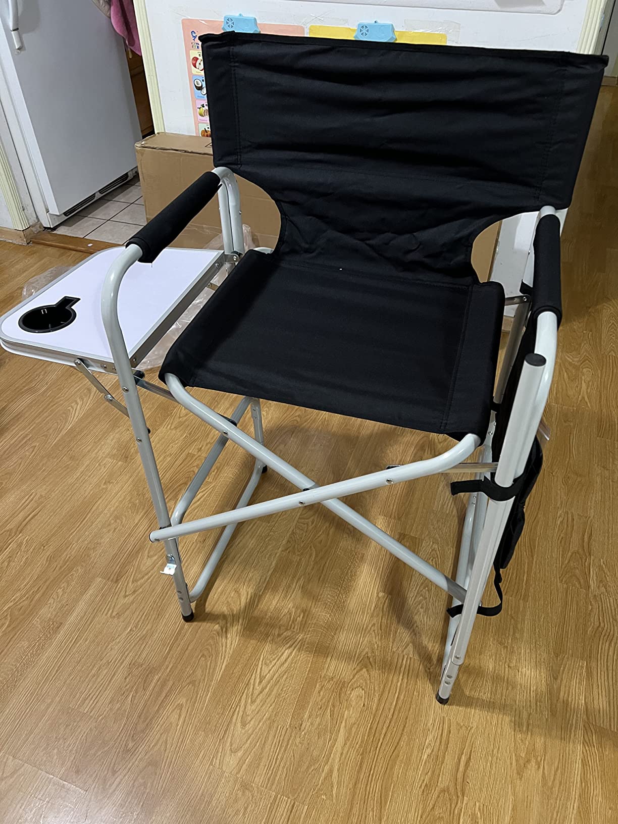 Tall Makeup Chair 41'', Director Chair 600 lbs Foldable Portable, Makeup Chair for Makeup Artist with Table, Cup Holder, Storage Bag & Footrest customer photo 1
