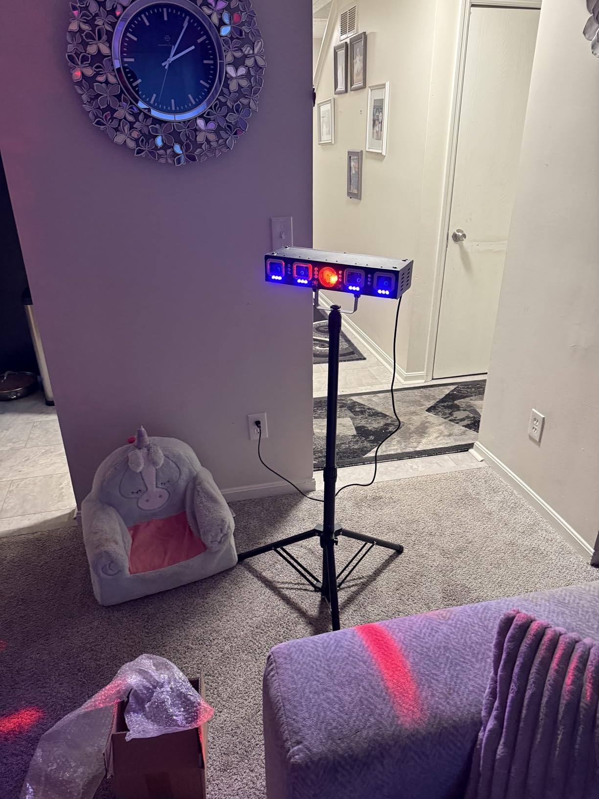DJ Light with Stand, Pro 6 in 1 DMX & Sound Activated Laser Show Machine with Disco Ball Lights, RGBW & UV Strobe Party Lights with Dj Light Stand for Home Party Gig Bar Stage Lighting customer photo 1