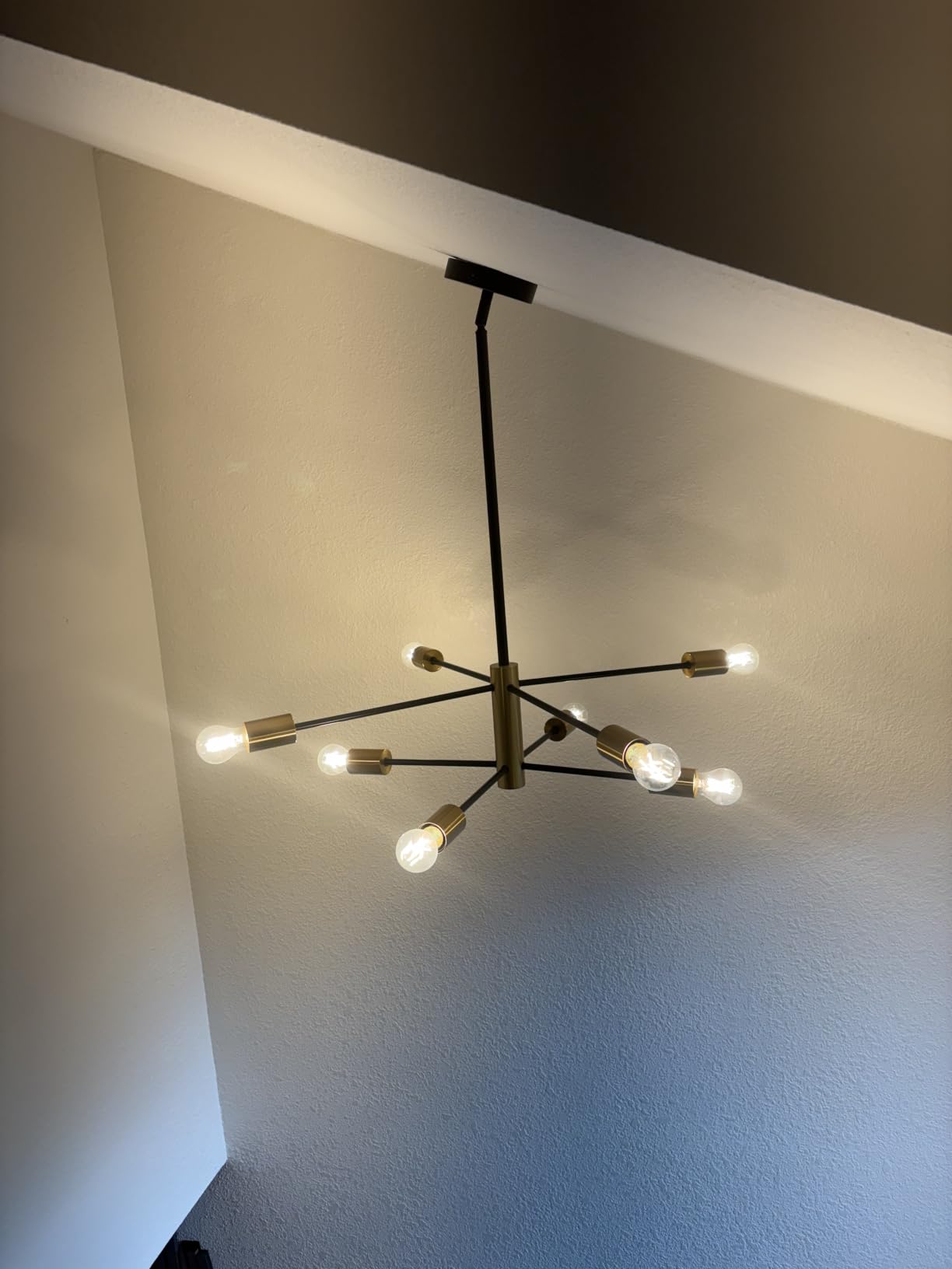 RUIYEY Modern Sputnik Chandeliers Light, 6-Light Black Chandeliers for Dining Room, Height Adjustable Ceiling Lights Farmhouse Chandelier for Kitchen Island Living Room Bedroom customer photo 2