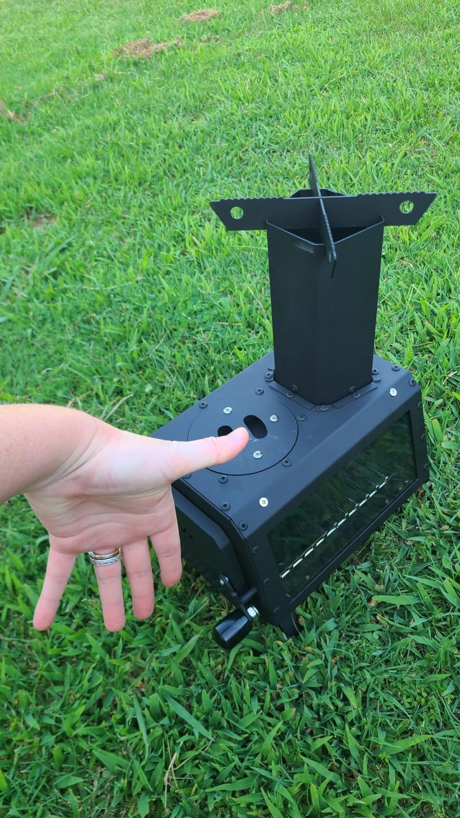 Giantex Camping Wood Stove, Mini Wood Burning Stove w/ 2 Cooking Positions | Anti-scalding Door Handle, Glass Window, Portable Tabletop Fire Pit for Outdoor Cooking Heating, 11
