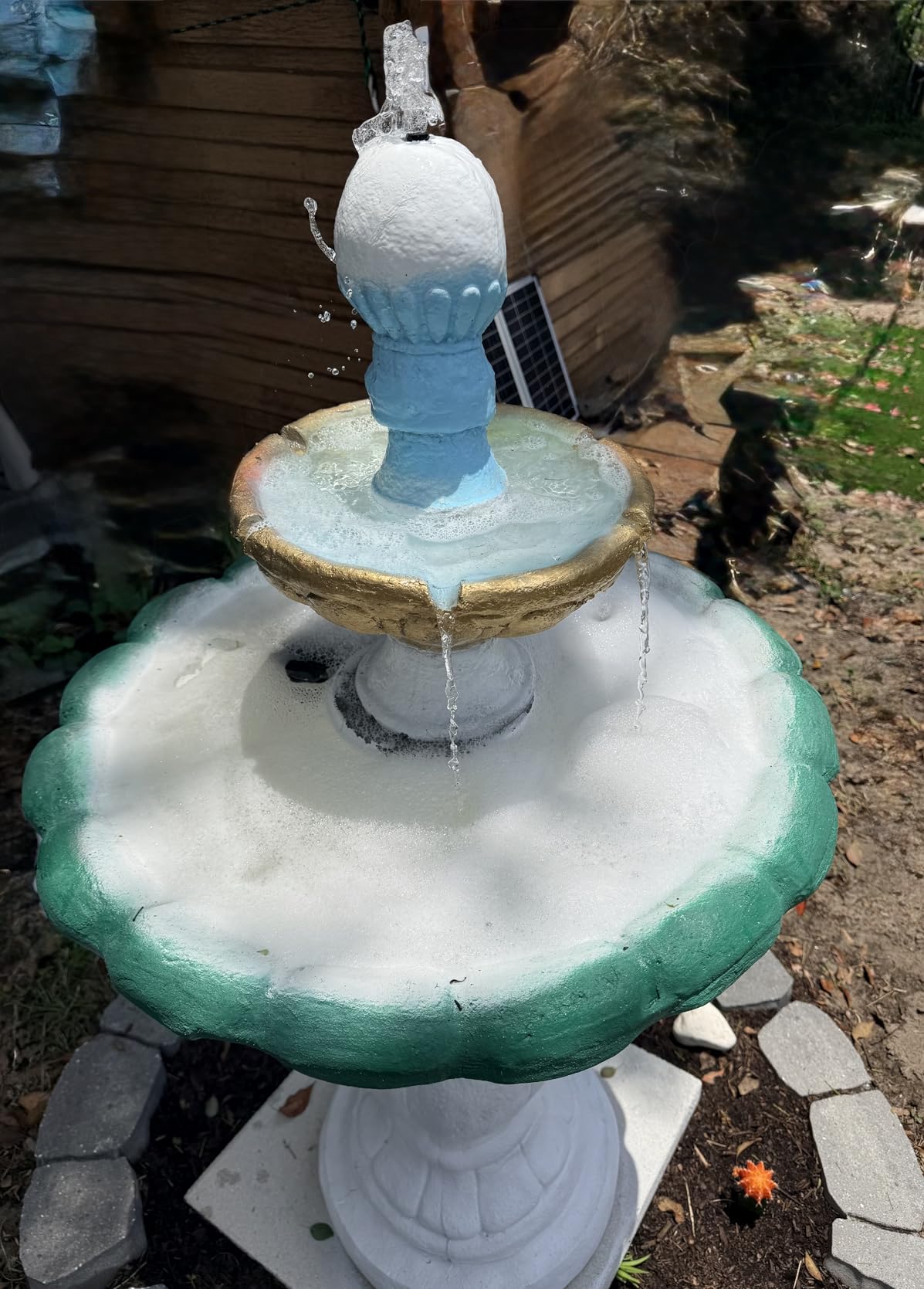 Solar Fountain Pump 35 Watt, 480GPH Solar Water Pond Pump with PVC Tubing 4 Spray Heads 16.5ft Cable Length for Garden Pond Fountain Waterfall Hydroponics Pool customer photo 1
