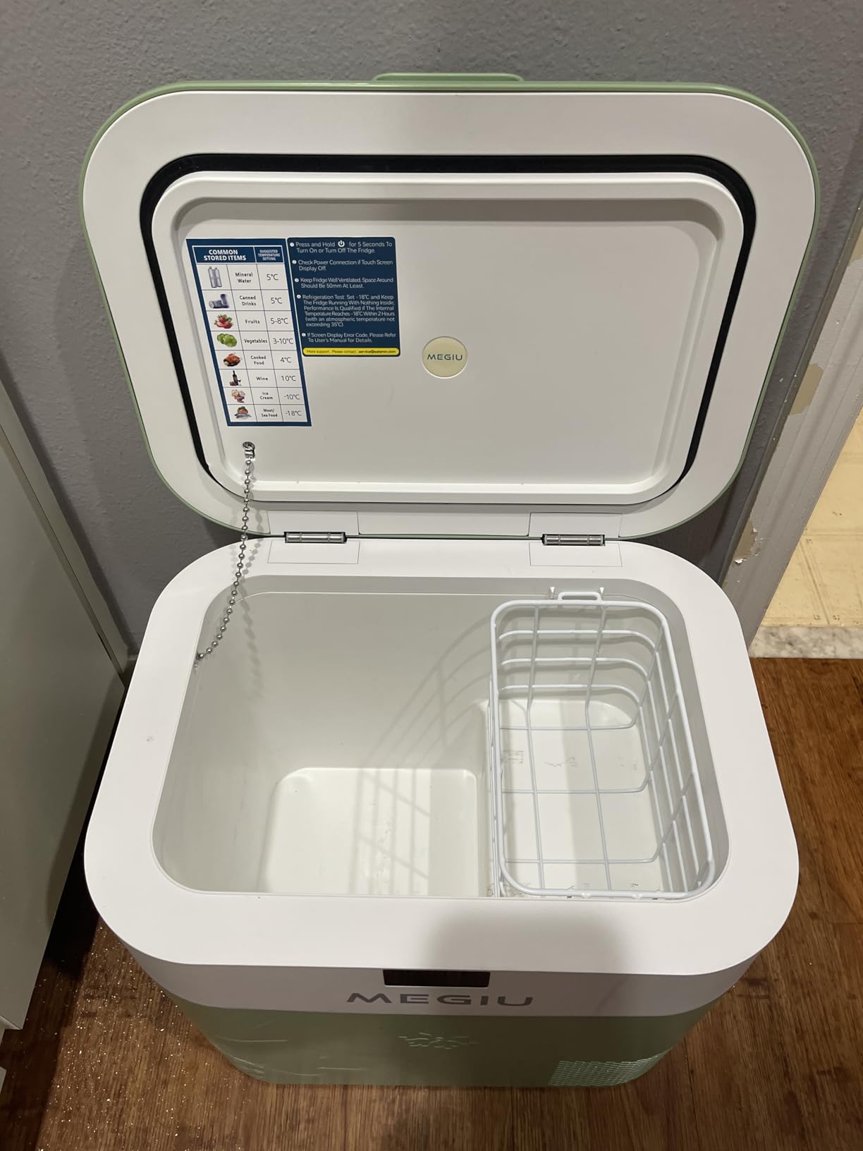 Megiu Car Refrigerator Portable Car Fridge 12V Refrigerator 23 Quart (22 Liter) Freezer Compressor Cooler 12V/24V DC 110~240 V AC for Outdoor Camping Travel Home Use -18~+15C (Blue) customer photo 2