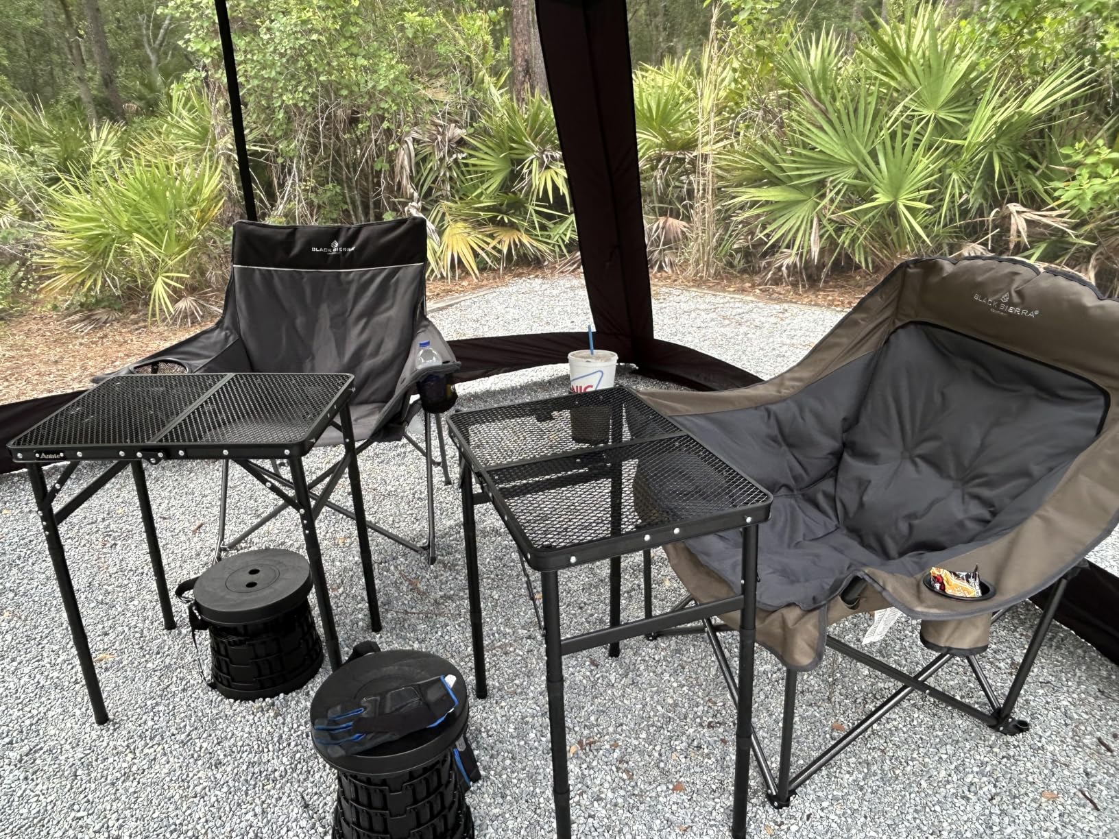 Anbte Folding Grill Table, Aluminum Camping Table Adjustable Height Max 27.5